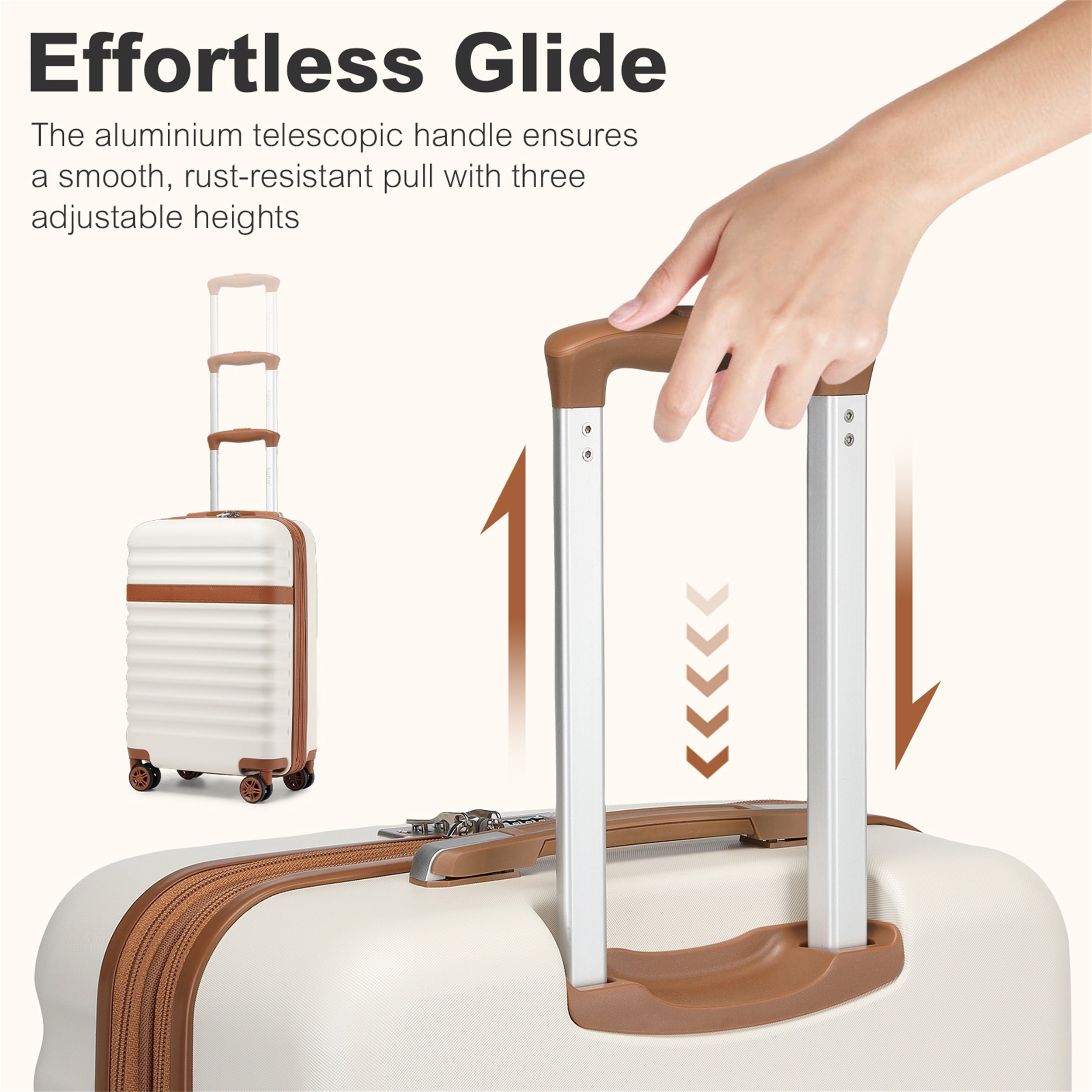 Reisekoffer, Creme/Braun für Freizeit – Detailansicht 24