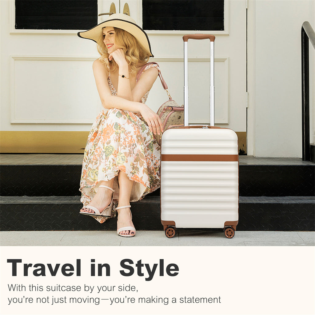 Reisekoffer, Creme/Braun für Freizeit – Detailansicht 31