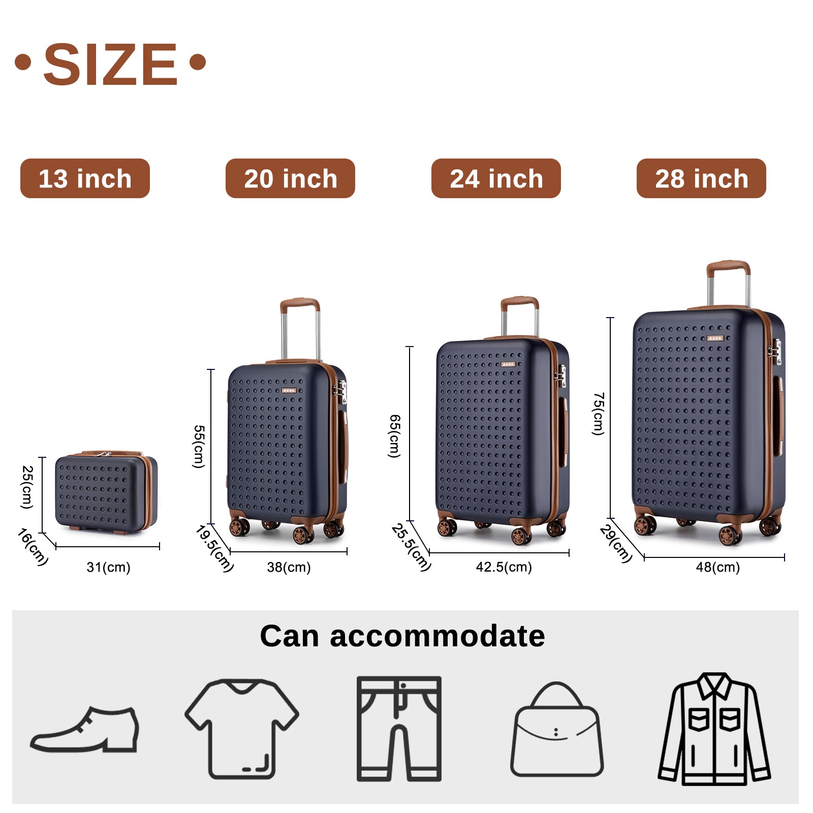 Reisekoffer, Creme- und Braunton, SEX von 6 (+Beutel) für Alltag – Detailansicht 10