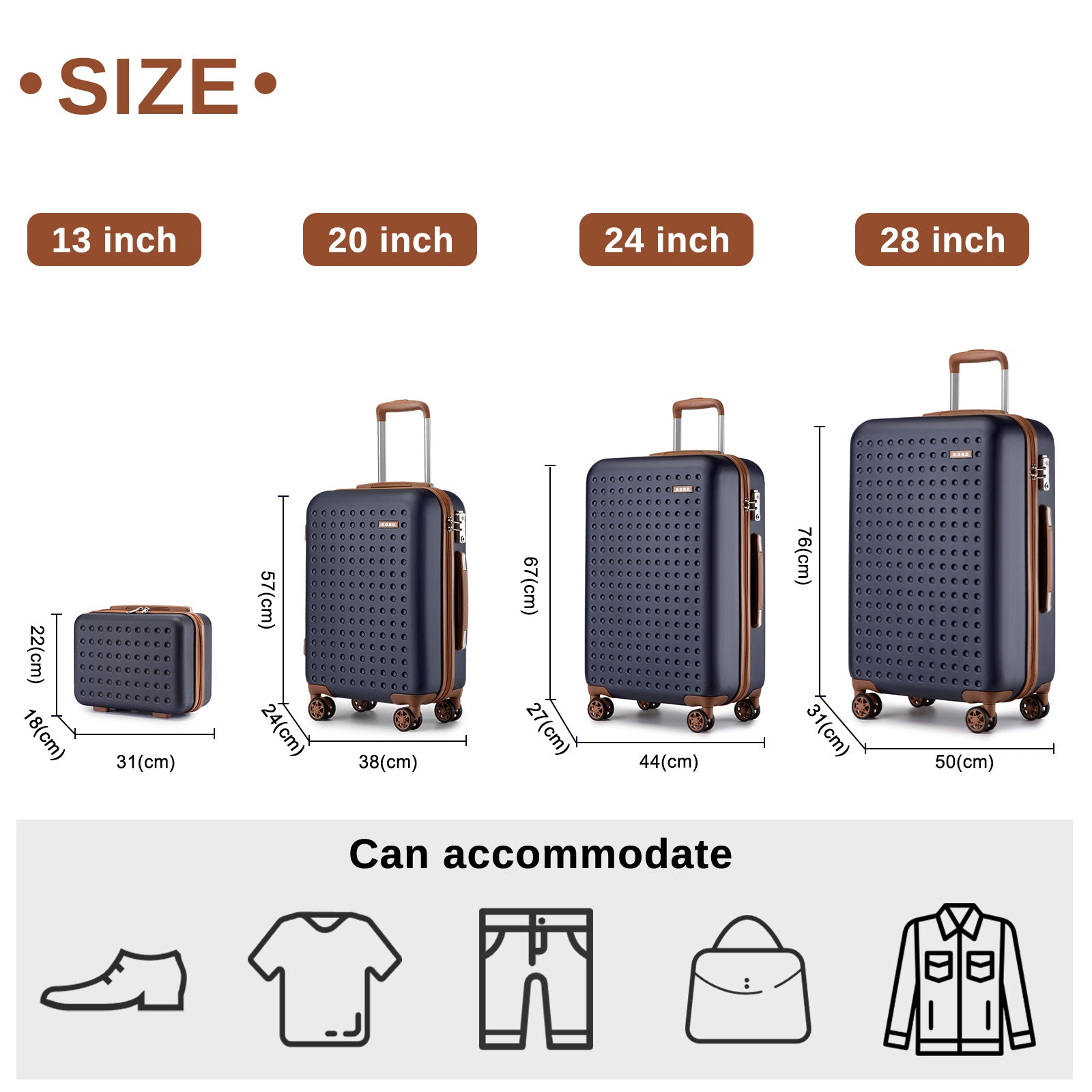 Reisekoffer, Creme- und Braunton, SEX von 6 (+Beutel) für Alltag – Detailansicht 23