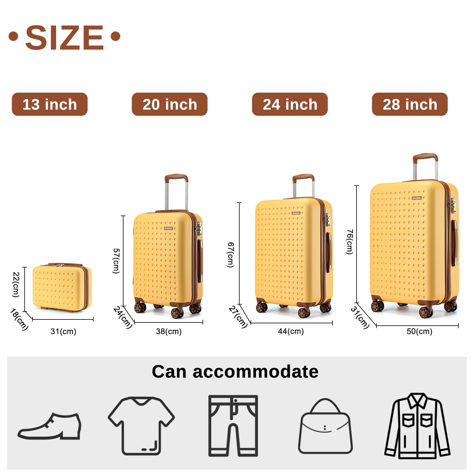 Reisekoffer, Creme- und Braunton, SEX von 6 (+Beutel) für Alltag – Detailansicht 28