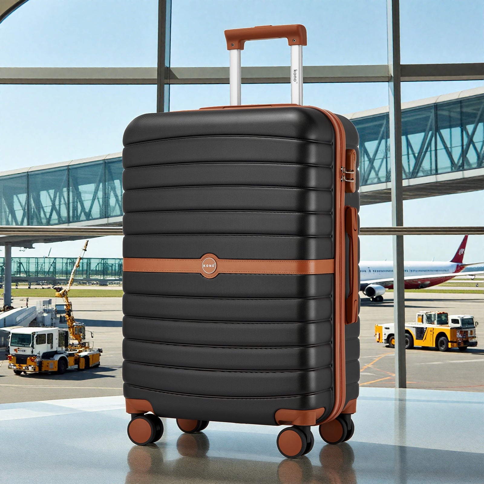 Reisekoffer, Dunkelgrün und Braun für Freizeit – Detailansicht 16
