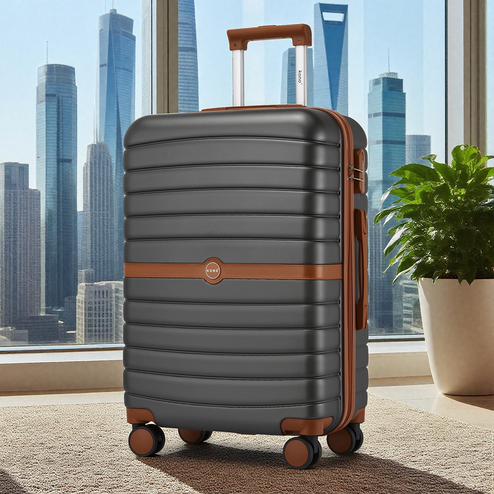 Reisekoffer, Dunkelgrün und Braun für Freizeit – Detailansicht 19