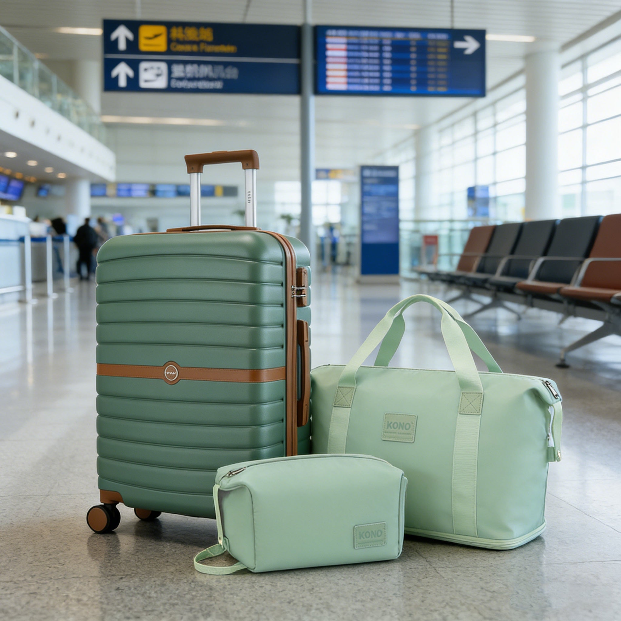 Reisekoffer, Dunkelgrün und Braun für Freizeit – Detailansicht 34