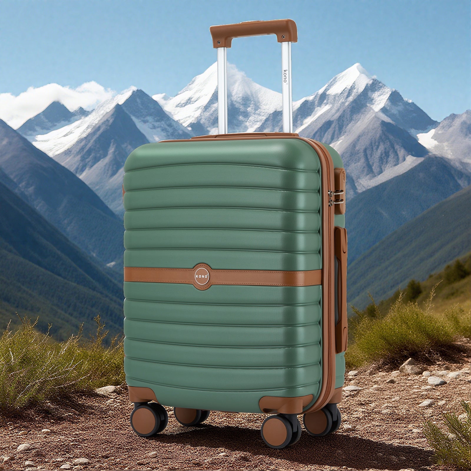 Reisekoffer, Dunkelgrün und Braun für Freizeit – Detailansicht 56