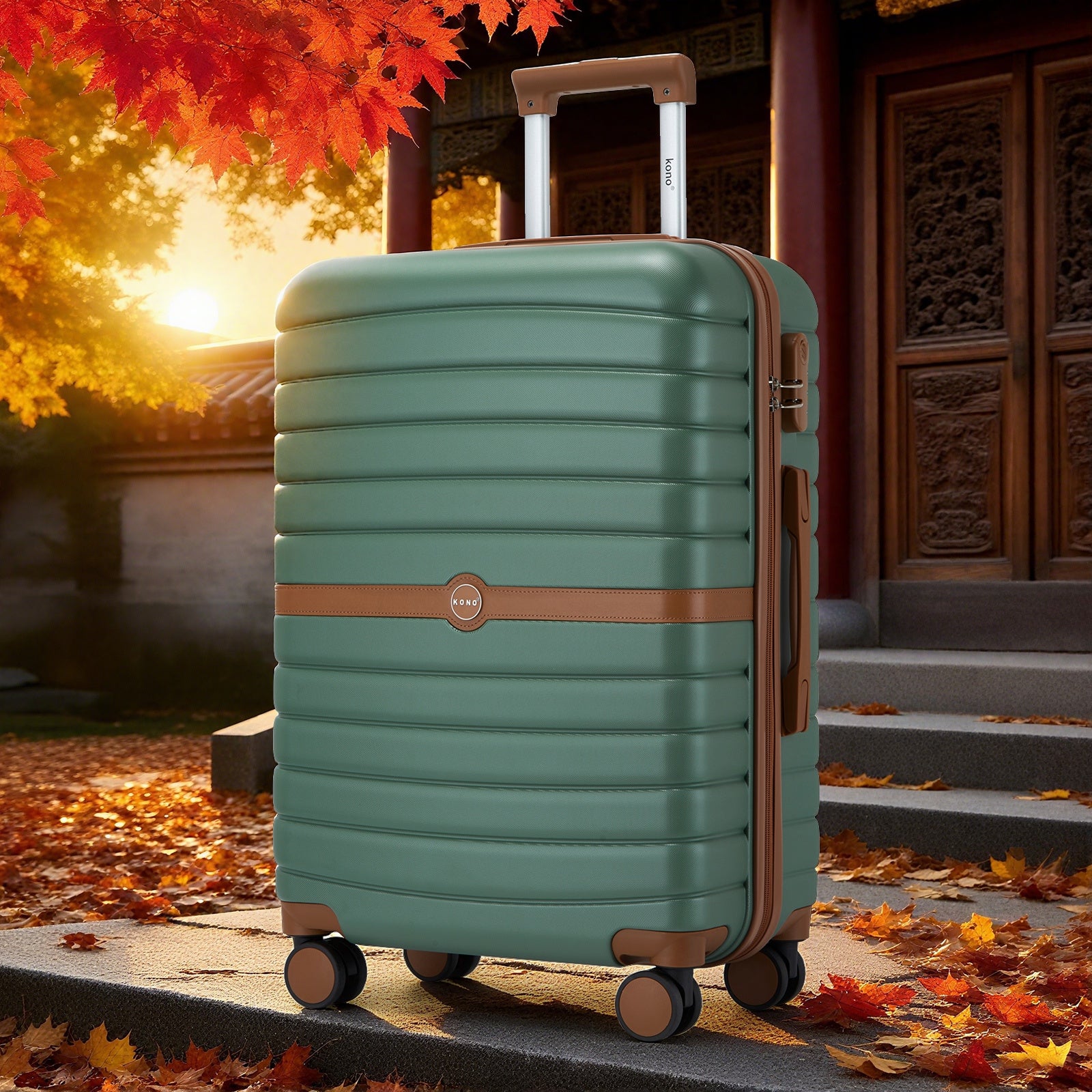 Reisekoffer, Dunkelgrün und Braun für Freizeit – Detailansicht 59