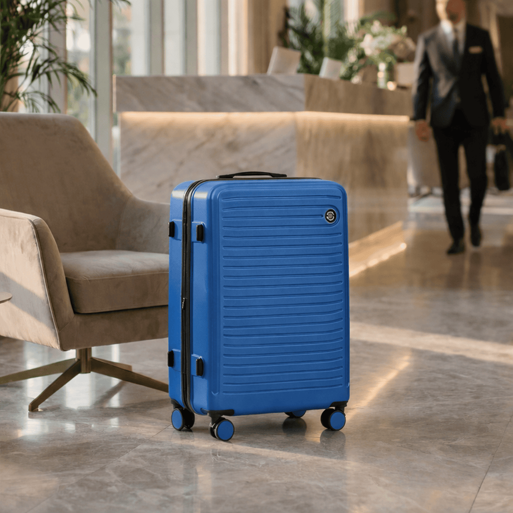 Reisekoffer, Marineblau mit schwarzen, stilvollen Details für Alltag und Freizeit – Detailansicht 24