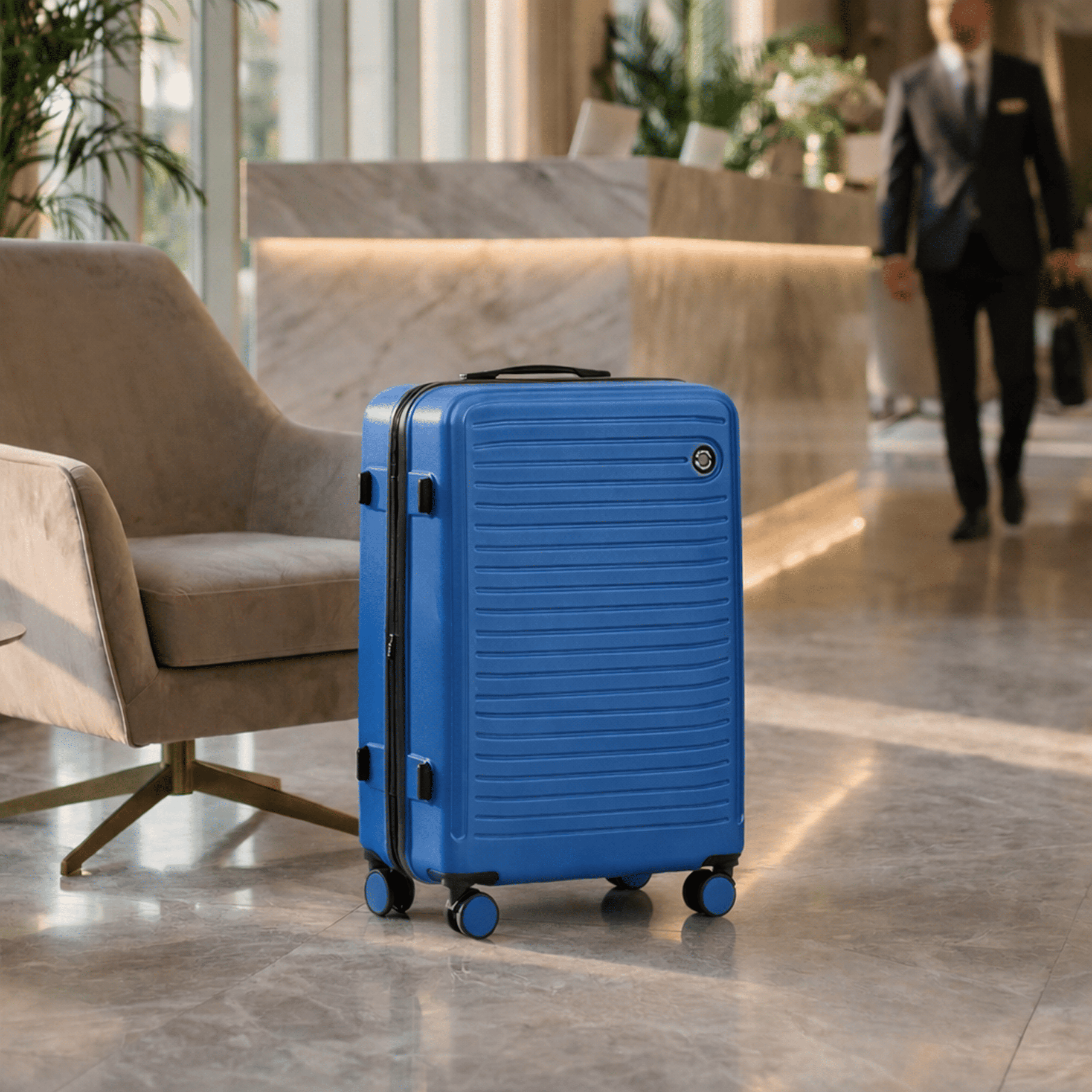 Reisekoffer, Marineblau mit schwarzen, stilvollen Details für Alltag und Freizeit – Detailansicht 24