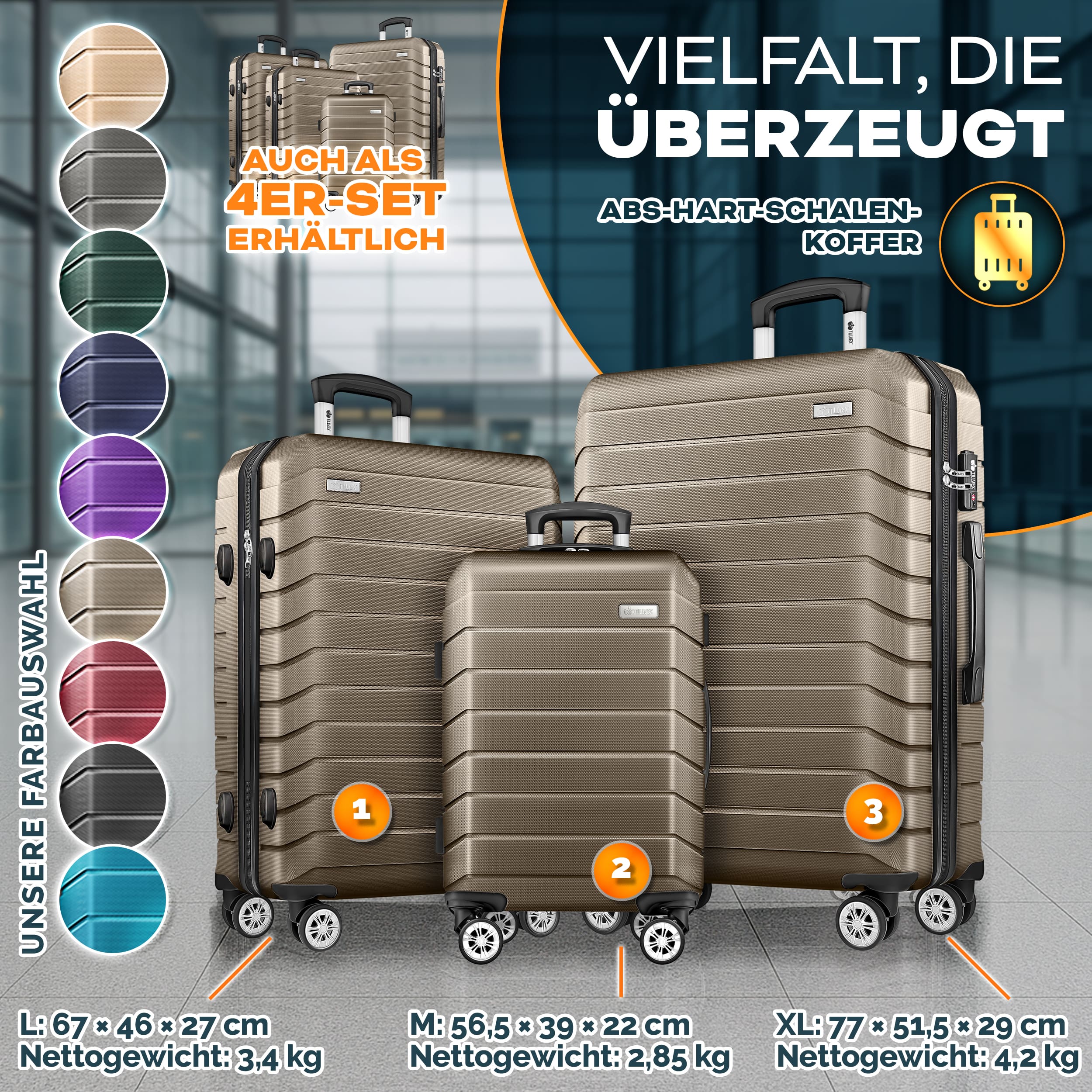 Reisekoffer, mit TSA-Schloss für Alltag und Freizeit – Hauptansicht