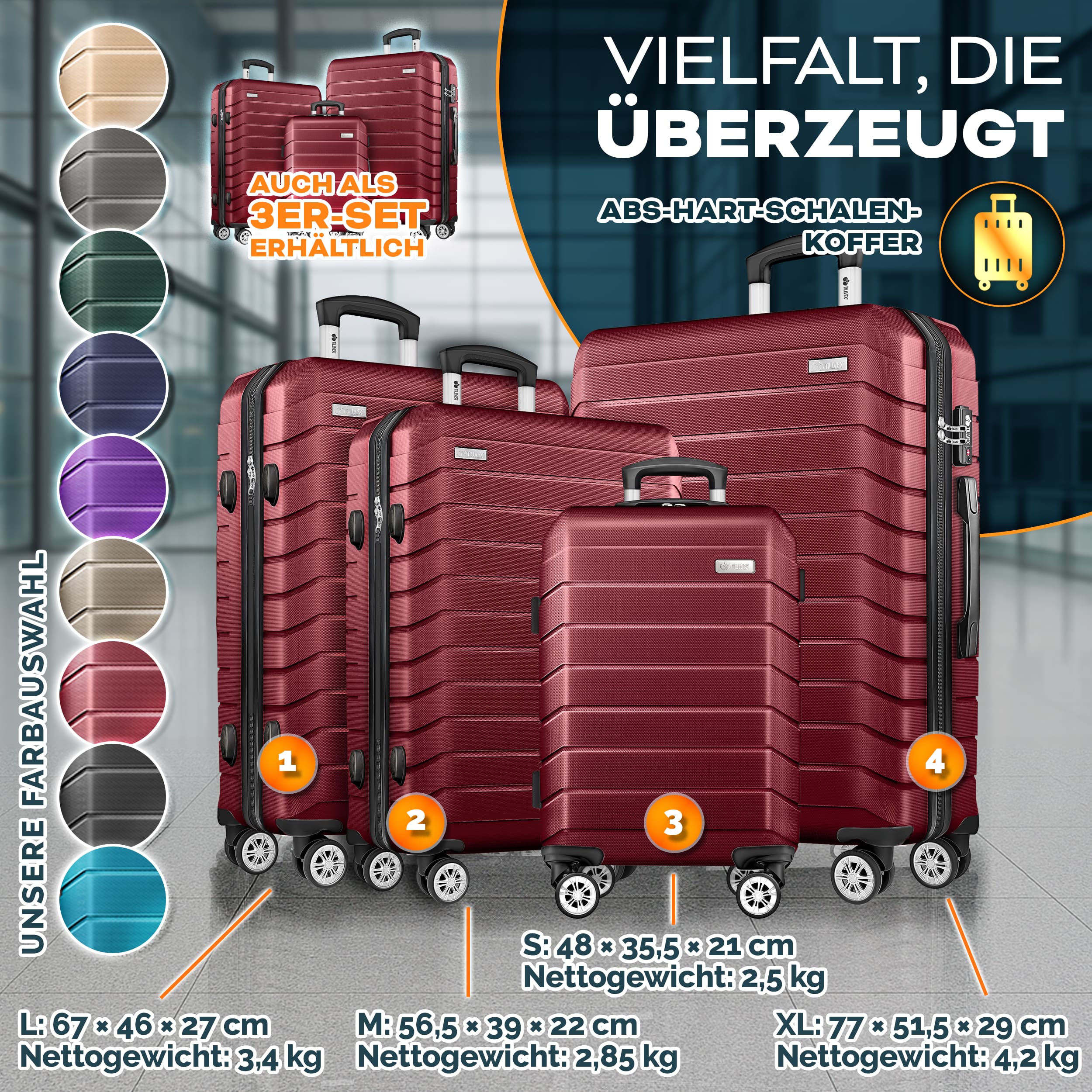 Reisekoffer, mit TSA-Schloss für Alltag und Freizeit – Detailansicht 3