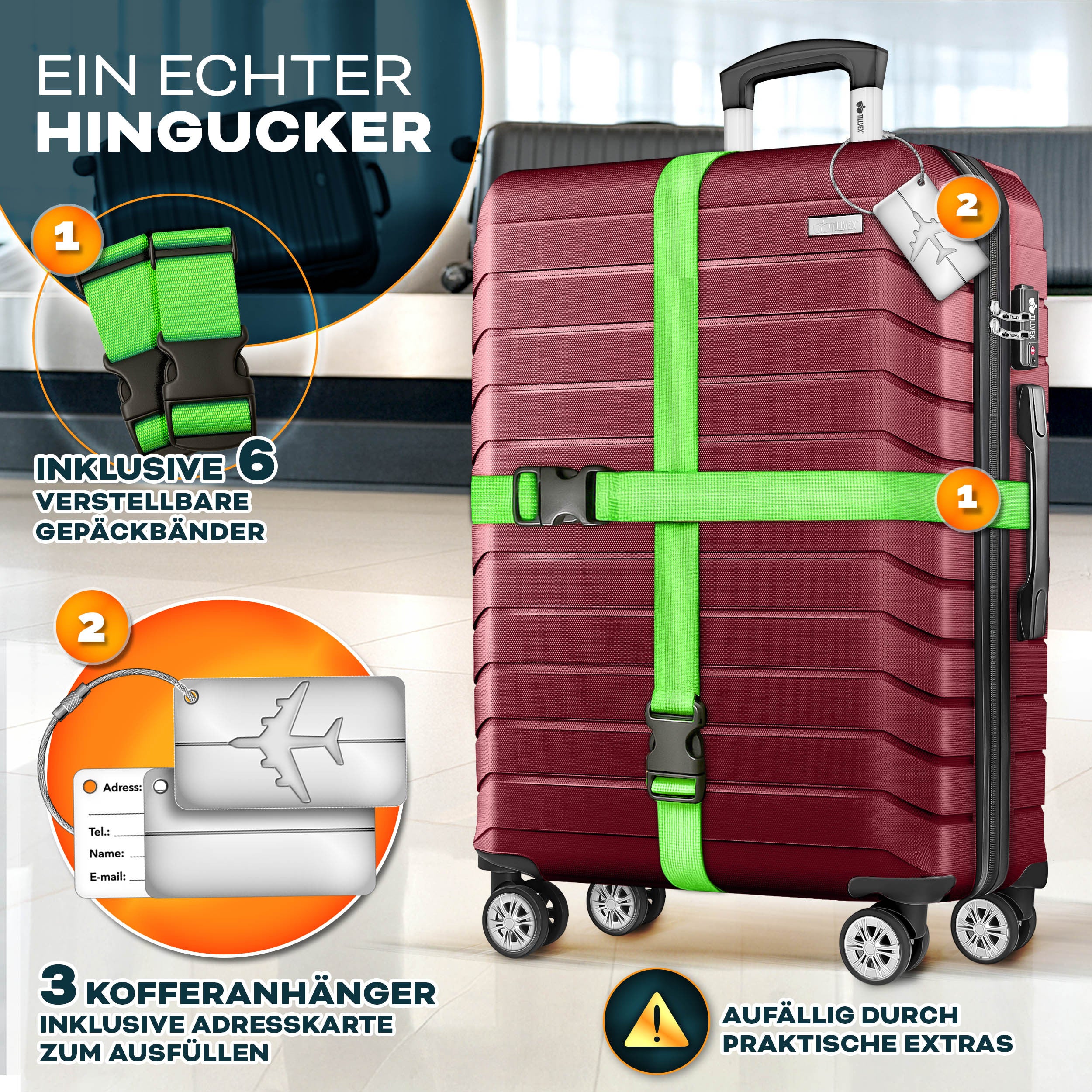 Reisekoffer, mit TSA-Schloss für Alltag und Freizeit – Detailansicht 15