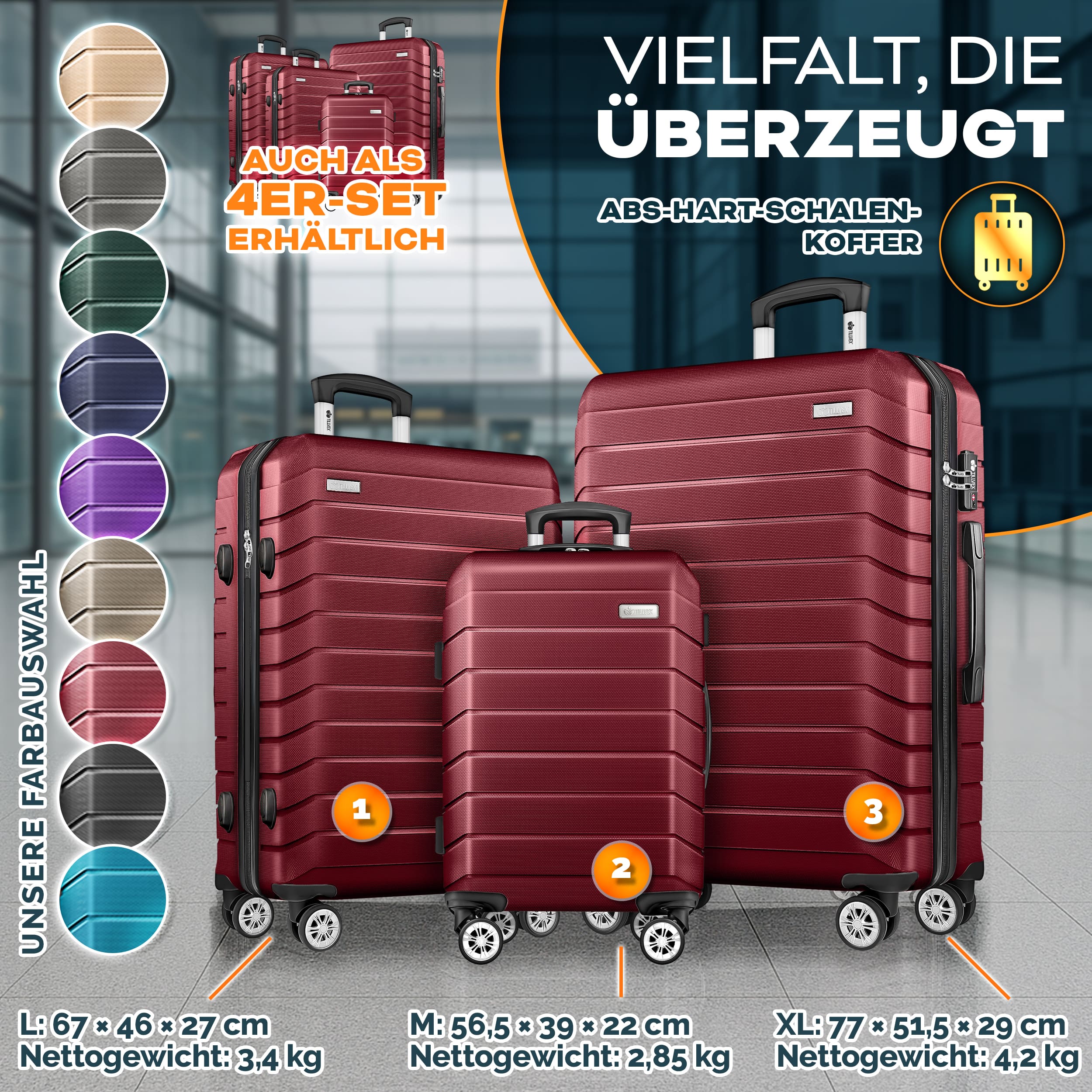 Reisekoffer, mit TSA-Schloss für Alltag und Freizeit – Detailansicht 17
