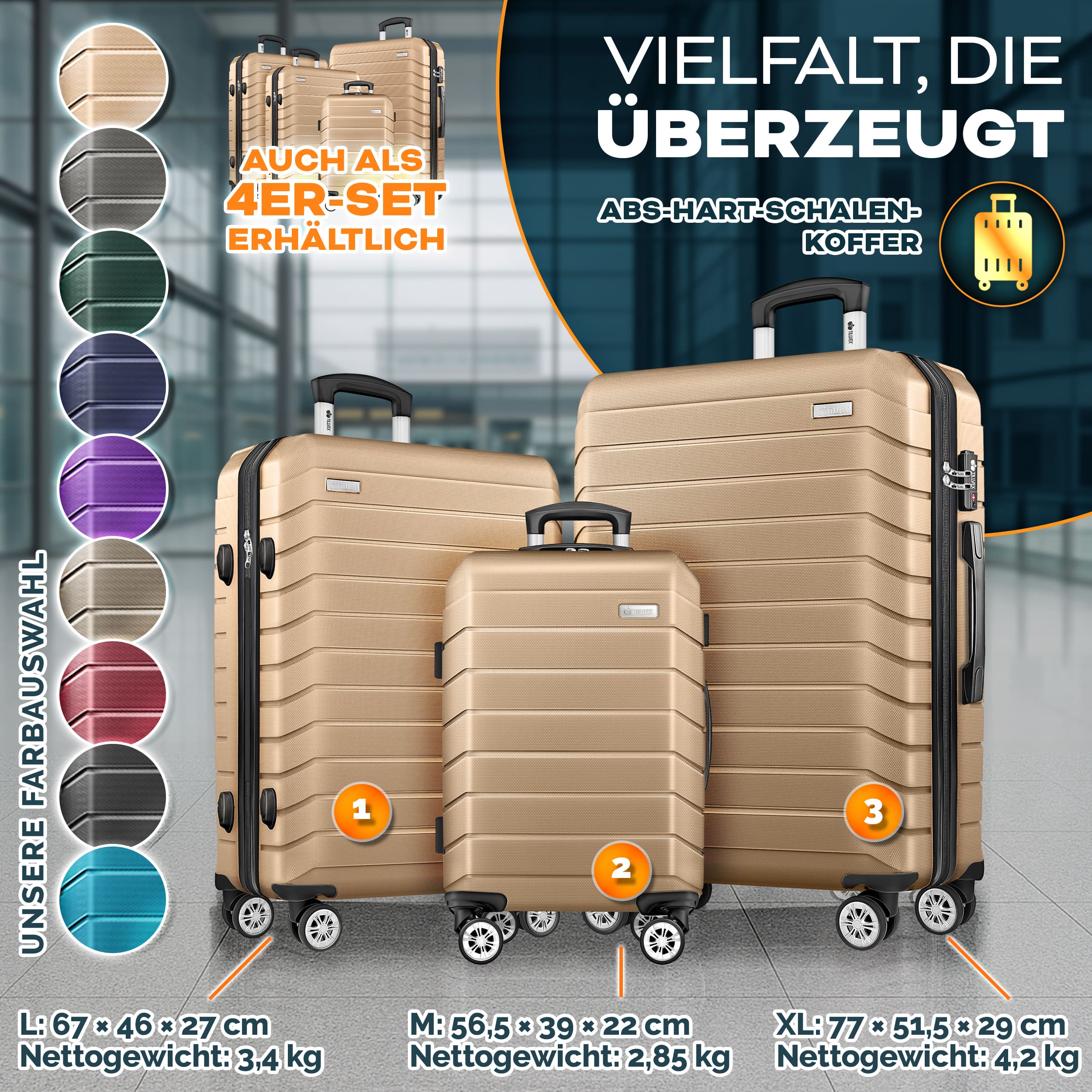 Reisekoffer, mit TSA-Schloss für Alltag und Freizeit – Detailansicht 33