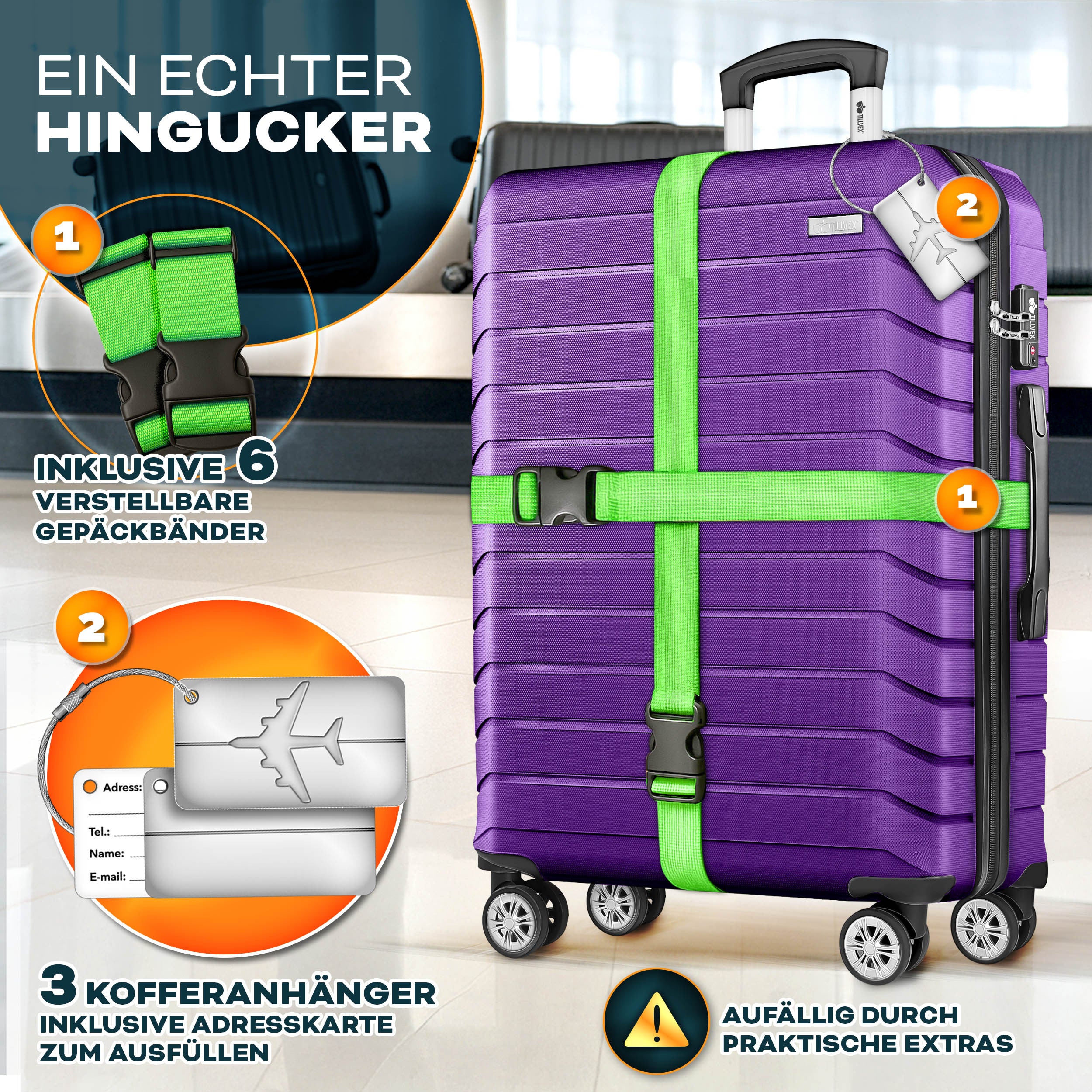 Reisekoffer, mit TSA-Schloss für Alltag und Freizeit – Detailansicht 39