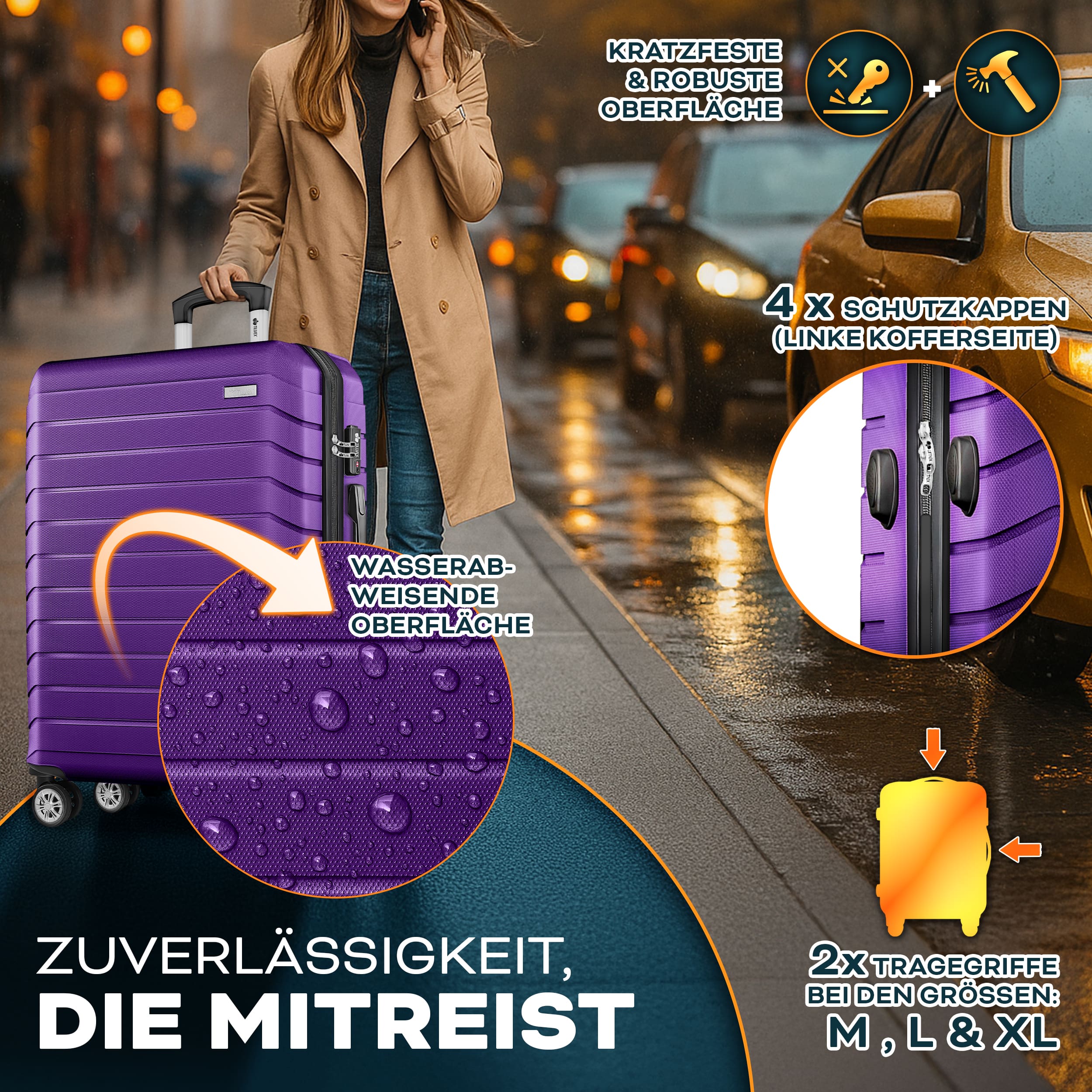 Reisekoffer, mit TSA-Schloss für Alltag und Freizeit – Detailansicht 43