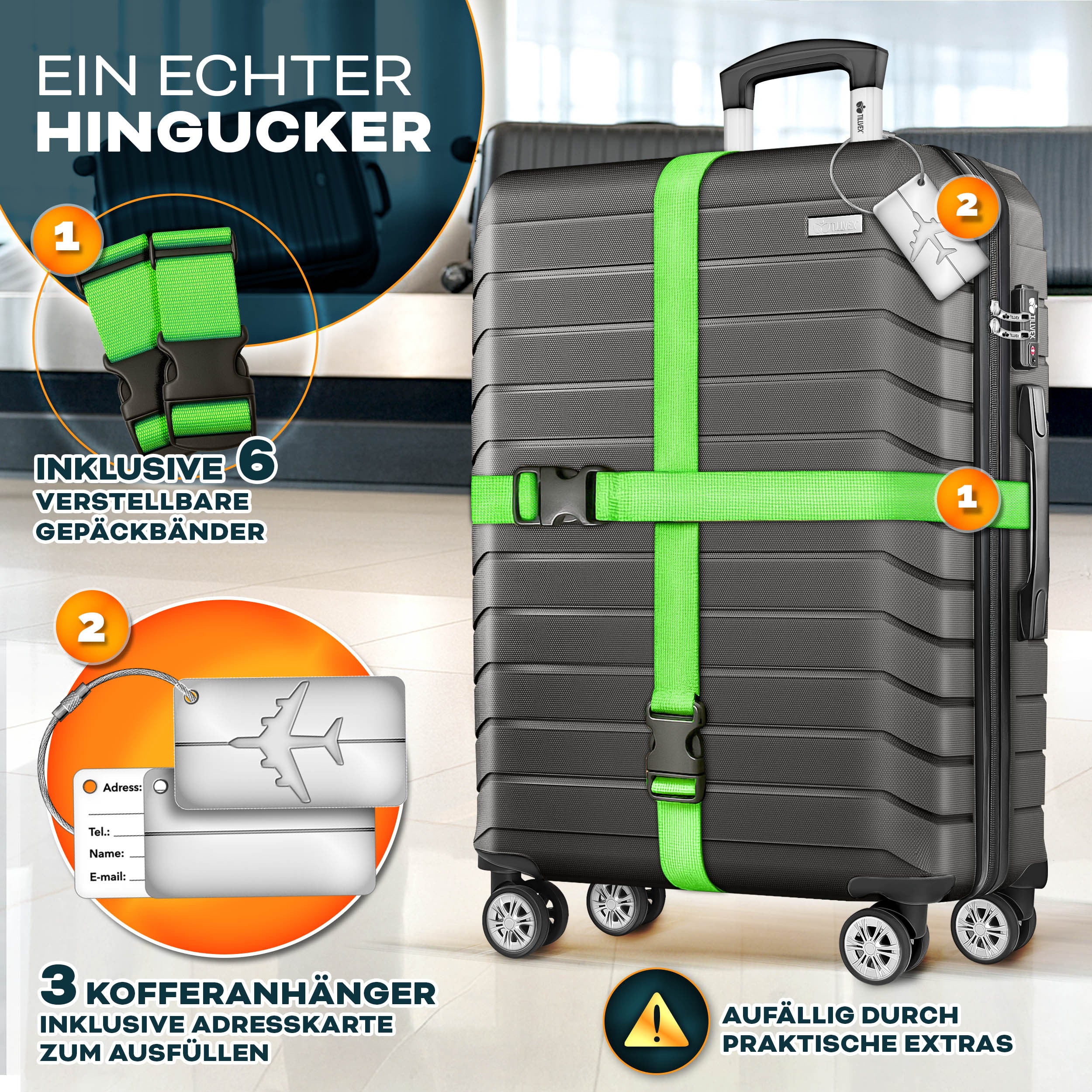 Reisekoffer, mit TSA-Schloss für Alltag und Freizeit – Detailansicht 47