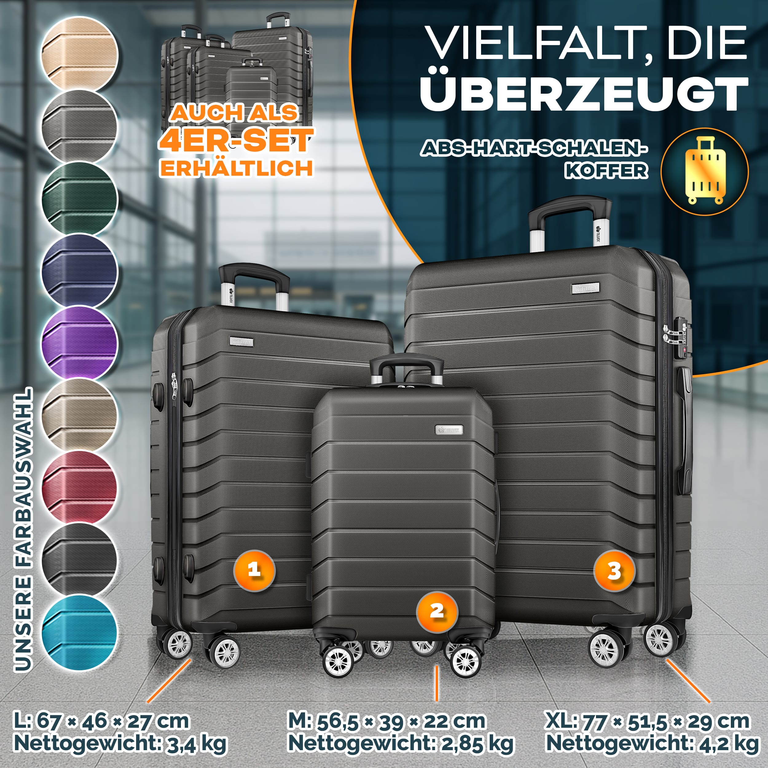 Reisekoffer, mit TSA-Schloss für Alltag und Freizeit – Detailansicht 49