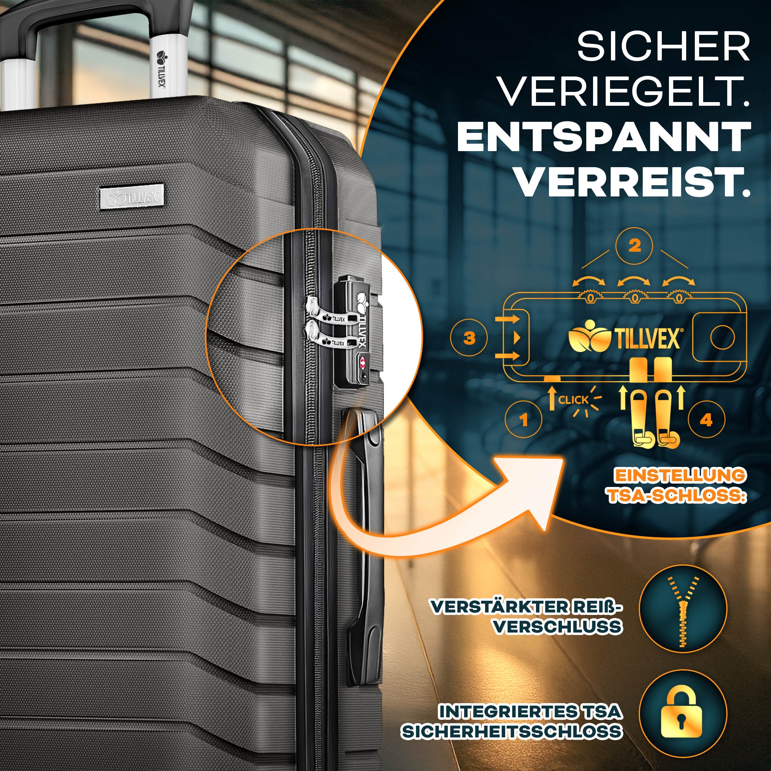 Reisekoffer, mit TSA-Schloss für Alltag und Freizeit – Detailansicht 53