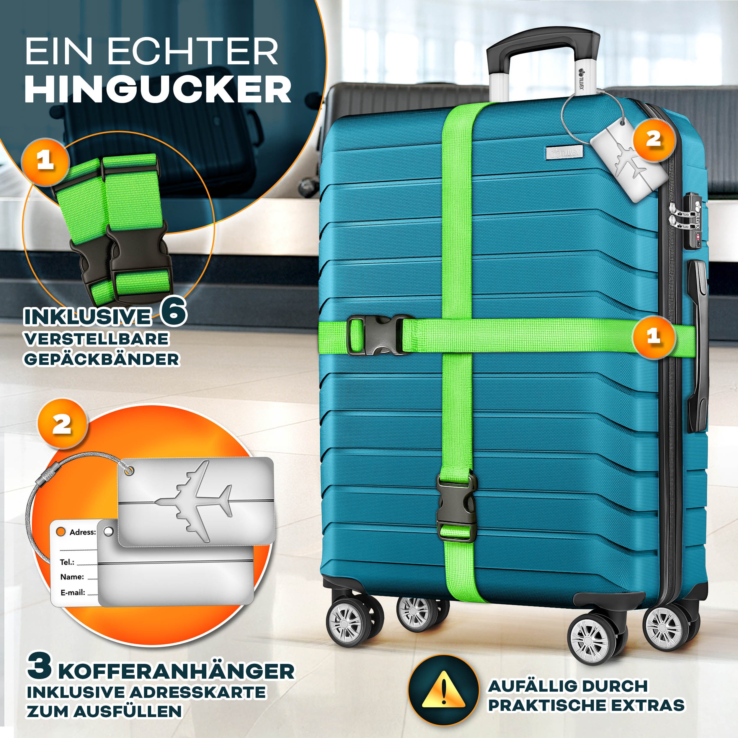 Reisekoffer, mit TSA-Schloss für Alltag und Freizeit – Detailansicht 55