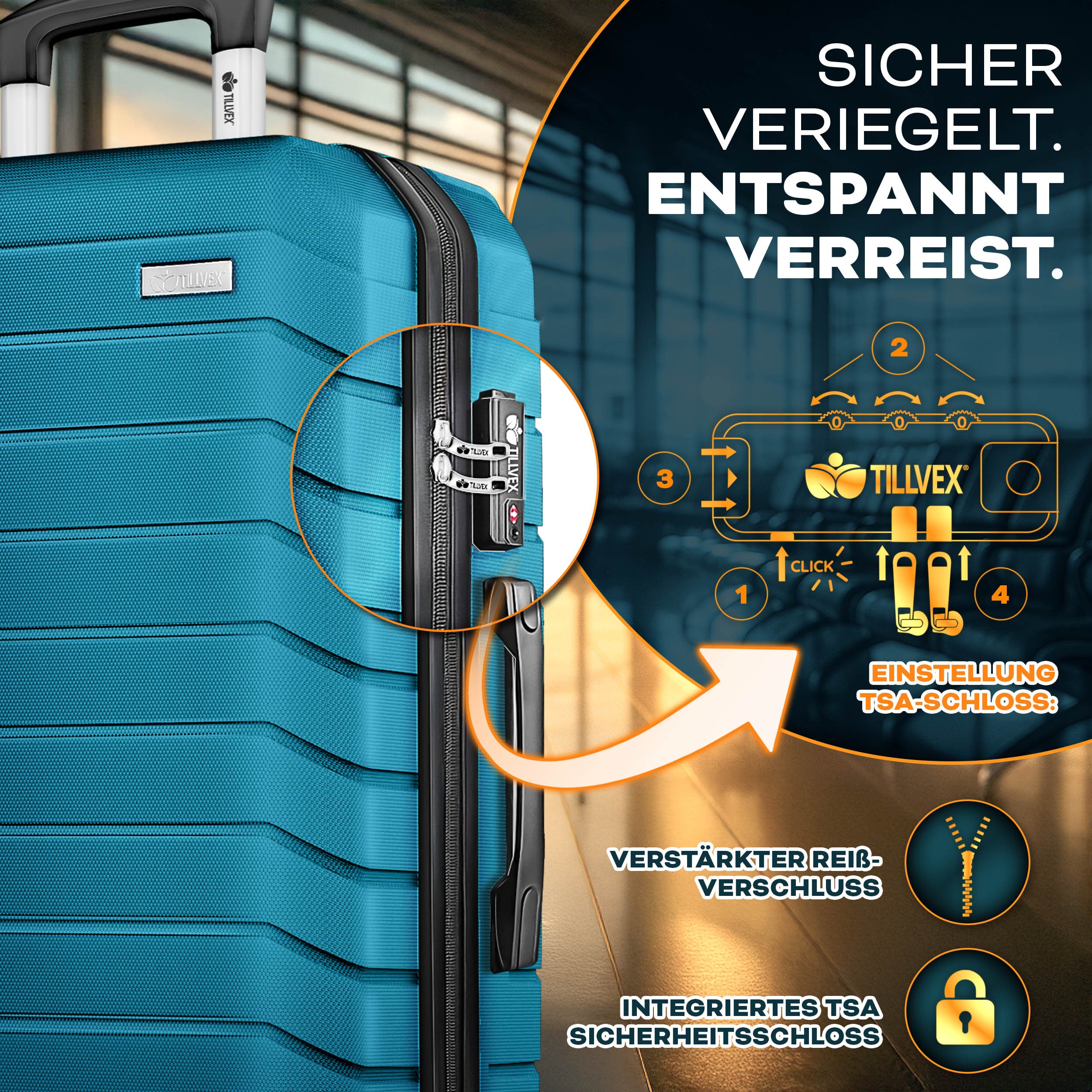 Reisekoffer, mit TSA-Schloss für Alltag und Freizeit – Detailansicht 57