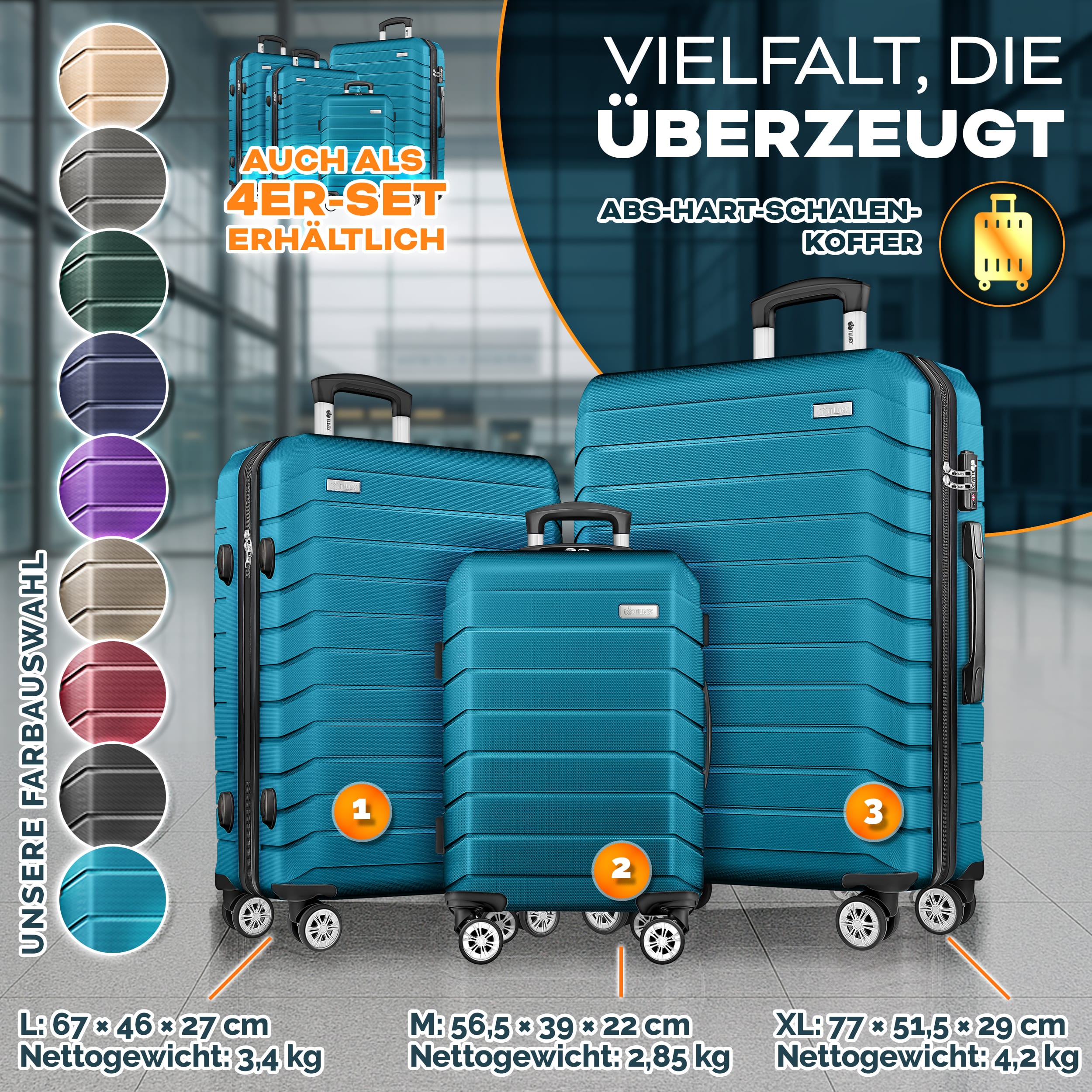 Reisekoffer, mit TSA-Schloss für Alltag und Freizeit – Detailansicht 58