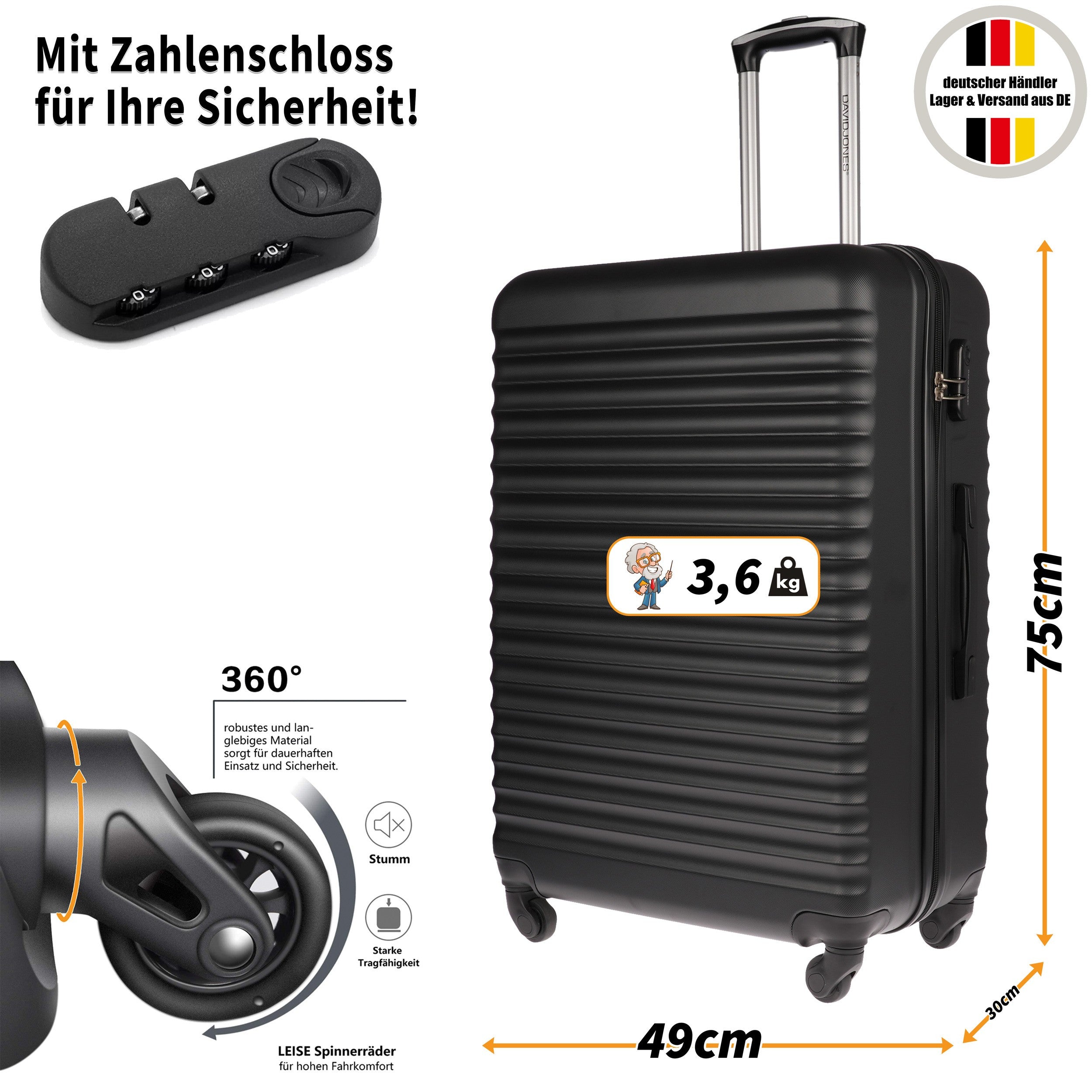 Reisekoffer, Schwarz für Alltag – Detailansicht 84