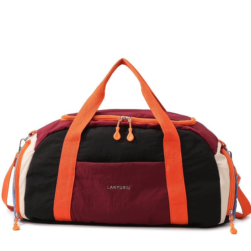 Reisetasche Yoga Freizeit-Fitness-Tasche, Burgunderrot mit Lila für Camping und Reisen – Detailansicht 3