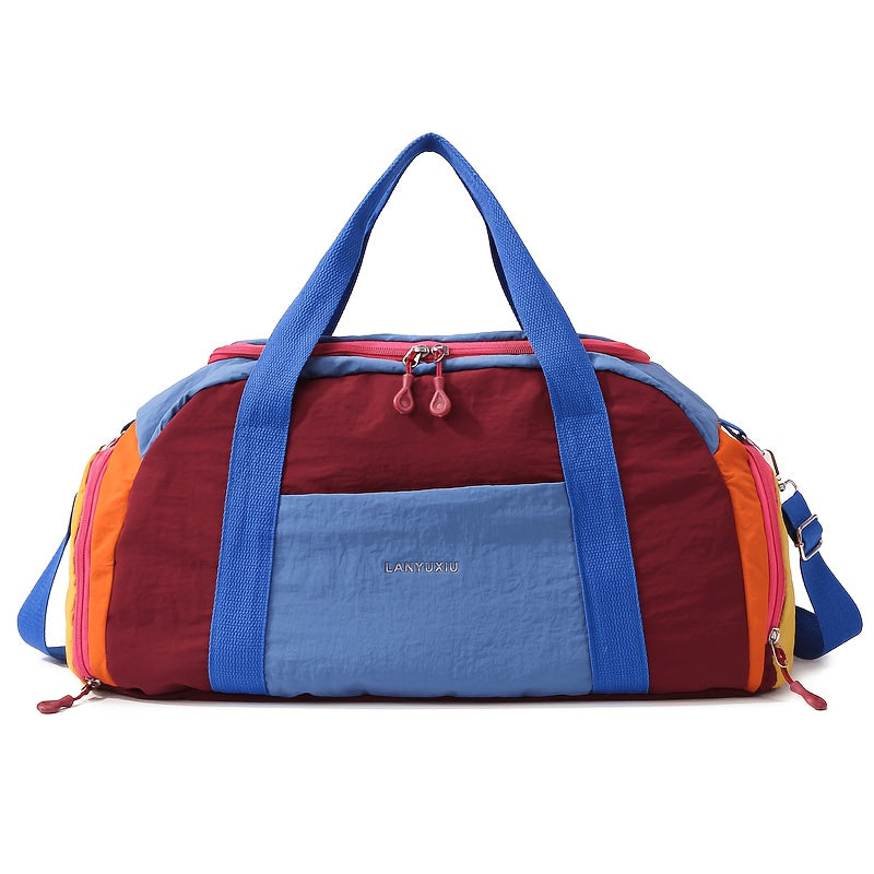 Reisetasche Yoga Freizeit-Fitness-Tasche, Burgunderrot mit Lila für Camping und Reisen – Detailansicht 22