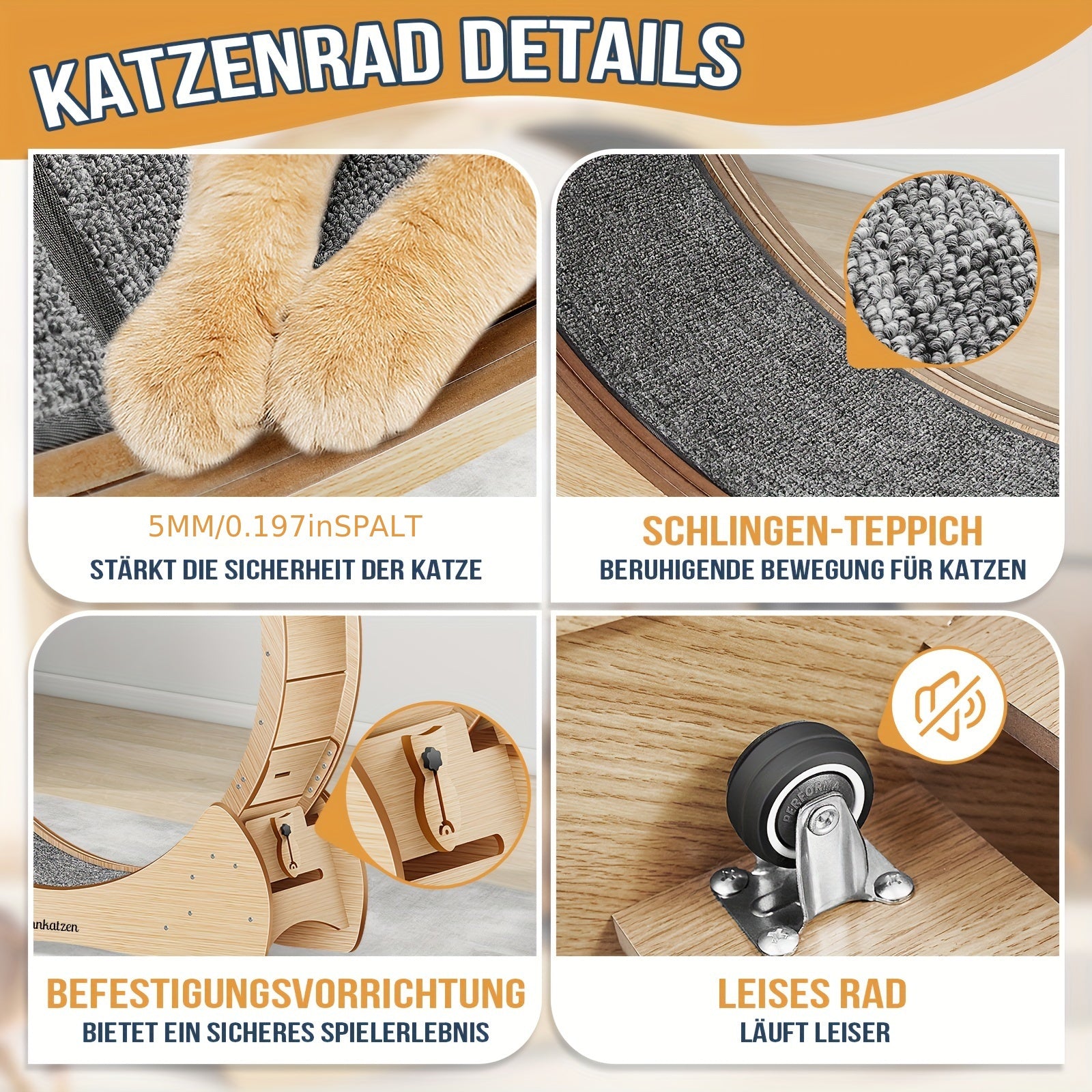 Rennkatzen Katzen Laufrad, Weiß für Haustiere – Detailansicht 11