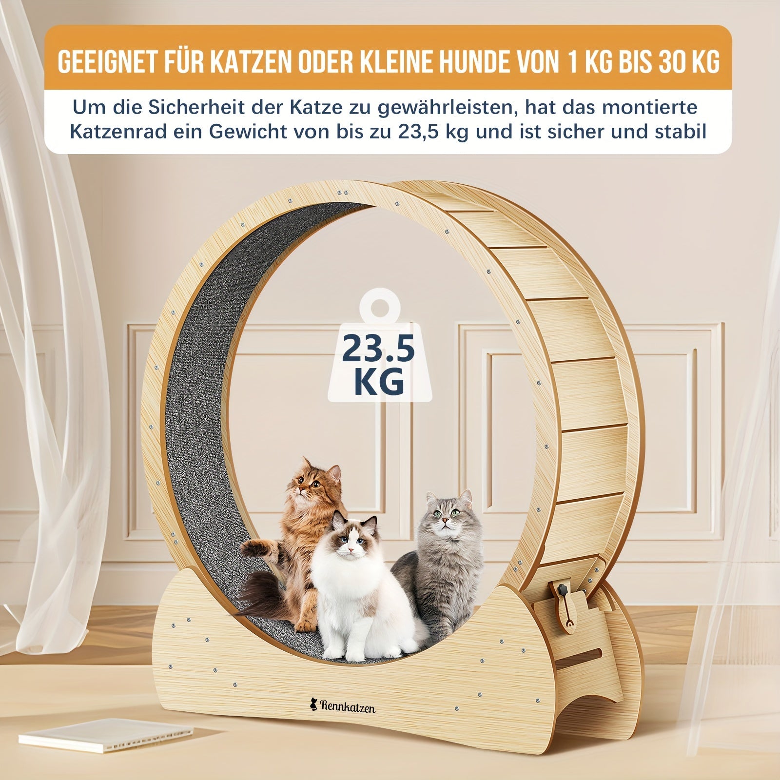 Rennkatzen Katzen Laufrad, Weiß für Haustiere – Detailansicht 13