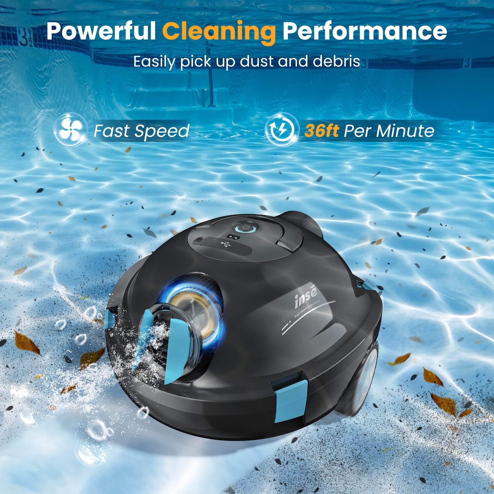 Roboter-Poolreiniger, Blau Schwarz für Bett – Detailansicht 2