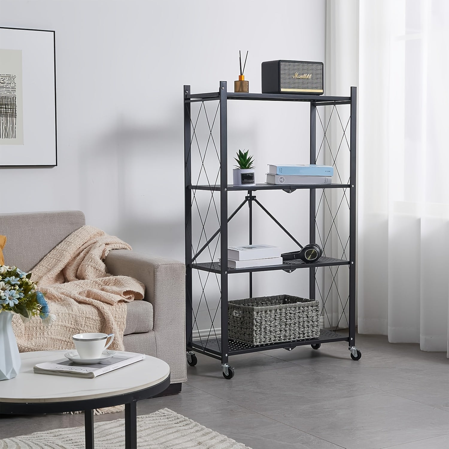 Rollregal, Schwarz für Zuhause und Vorratsraum – Detailansicht 7