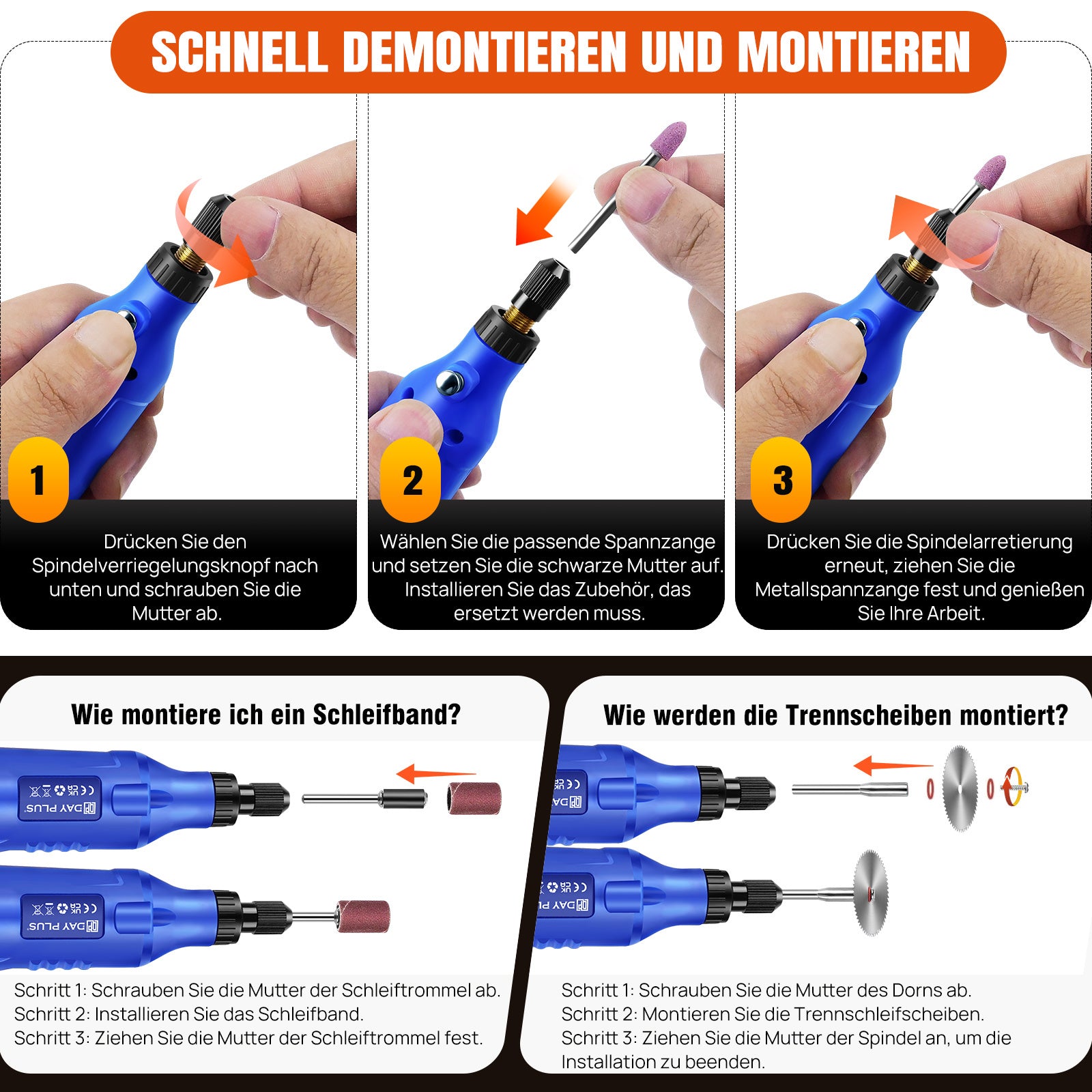 Rotationswerkzeug Akku Multifunktionswerkzeug, 5-Gang Graviergerät für Alltag und Zuhause – Detailansicht 3