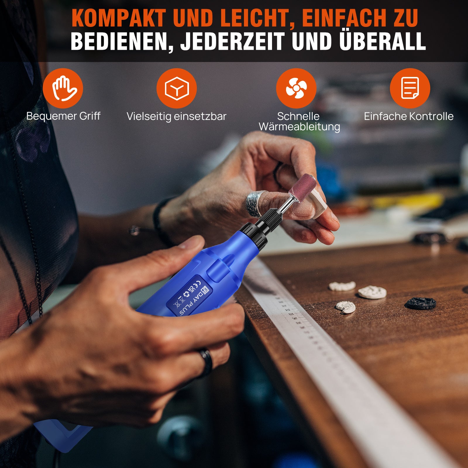 Rotationswerkzeug Akku Multifunktionswerkzeug, 5-Gang Graviergerät für Alltag und Zuhause – Detailansicht 18