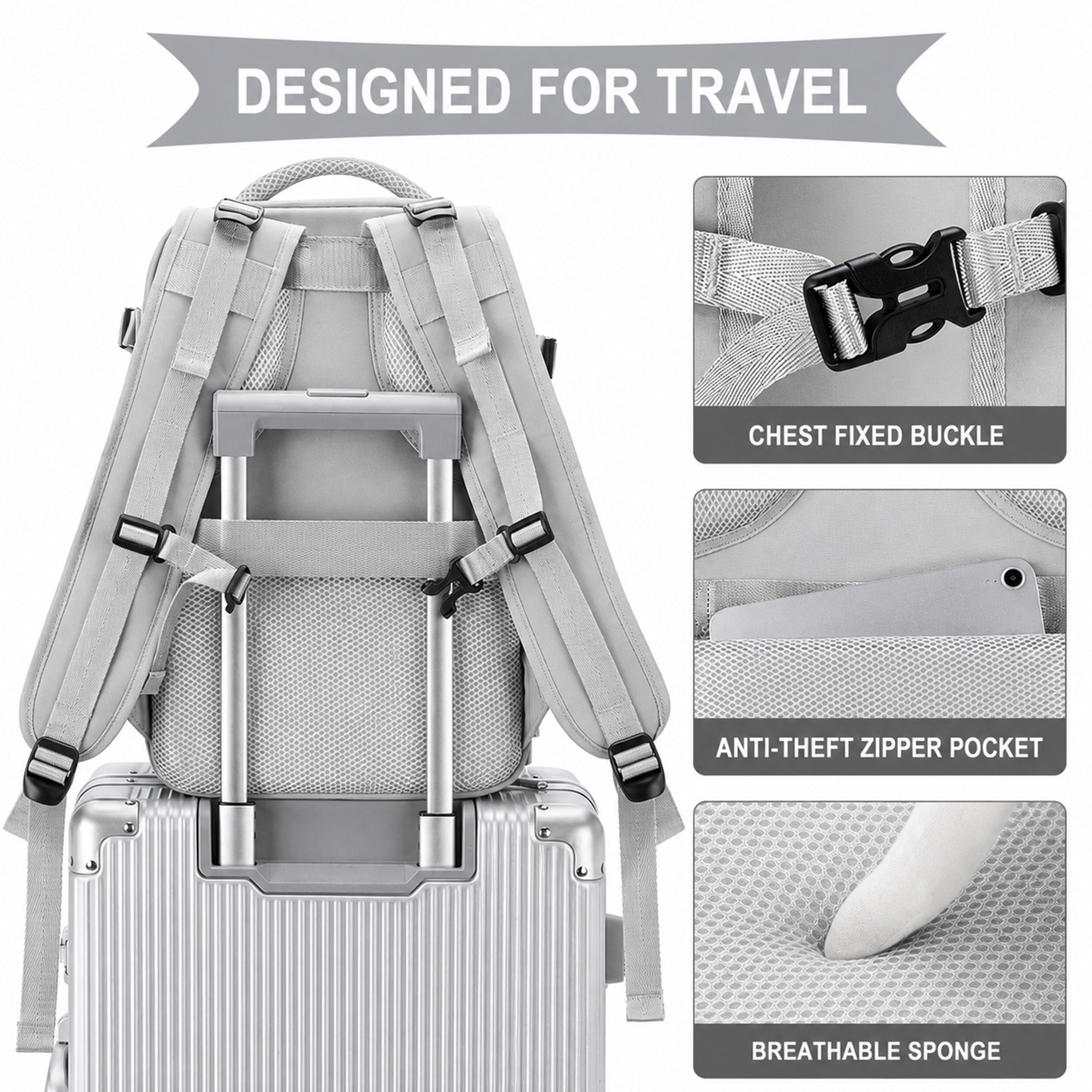 Rucksack, 40×20×25 cm für Alltag und Schule – Detailansicht 10