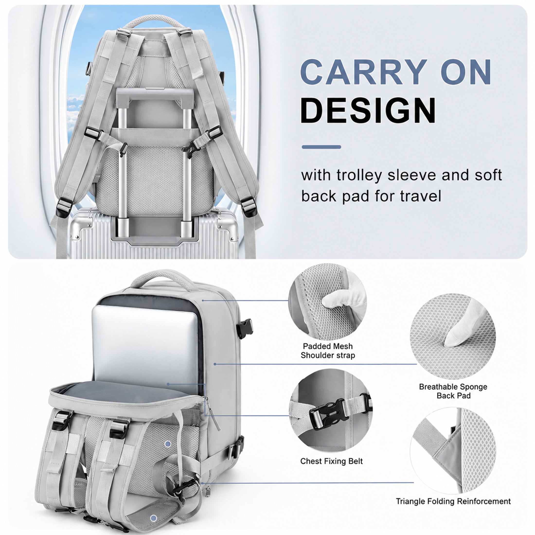 Rucksack, 40×20×25 cm für Alltag und Schule – Detailansicht 14