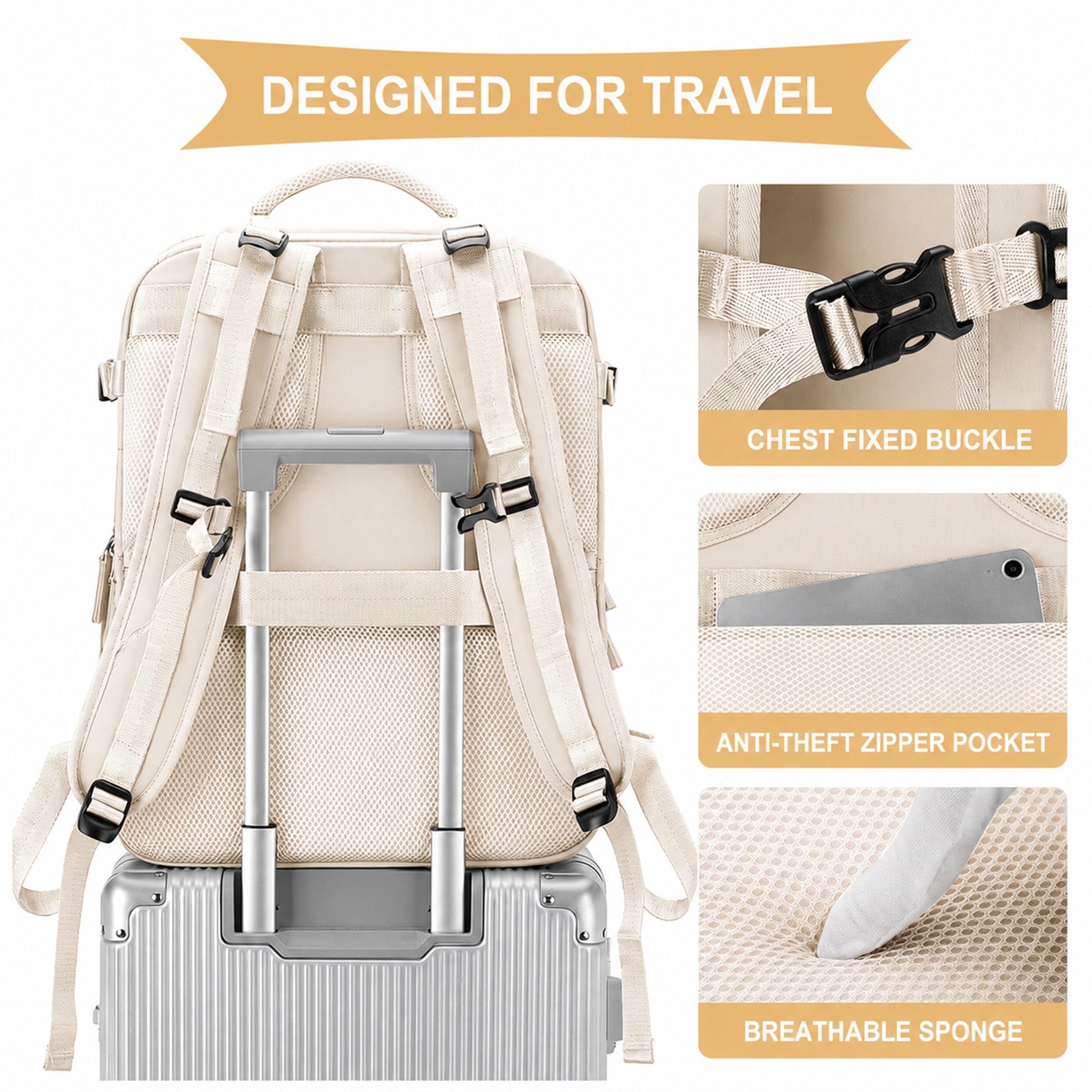 Rucksack, 40×20×25 cm für Alltag und Schule – Detailansicht 24