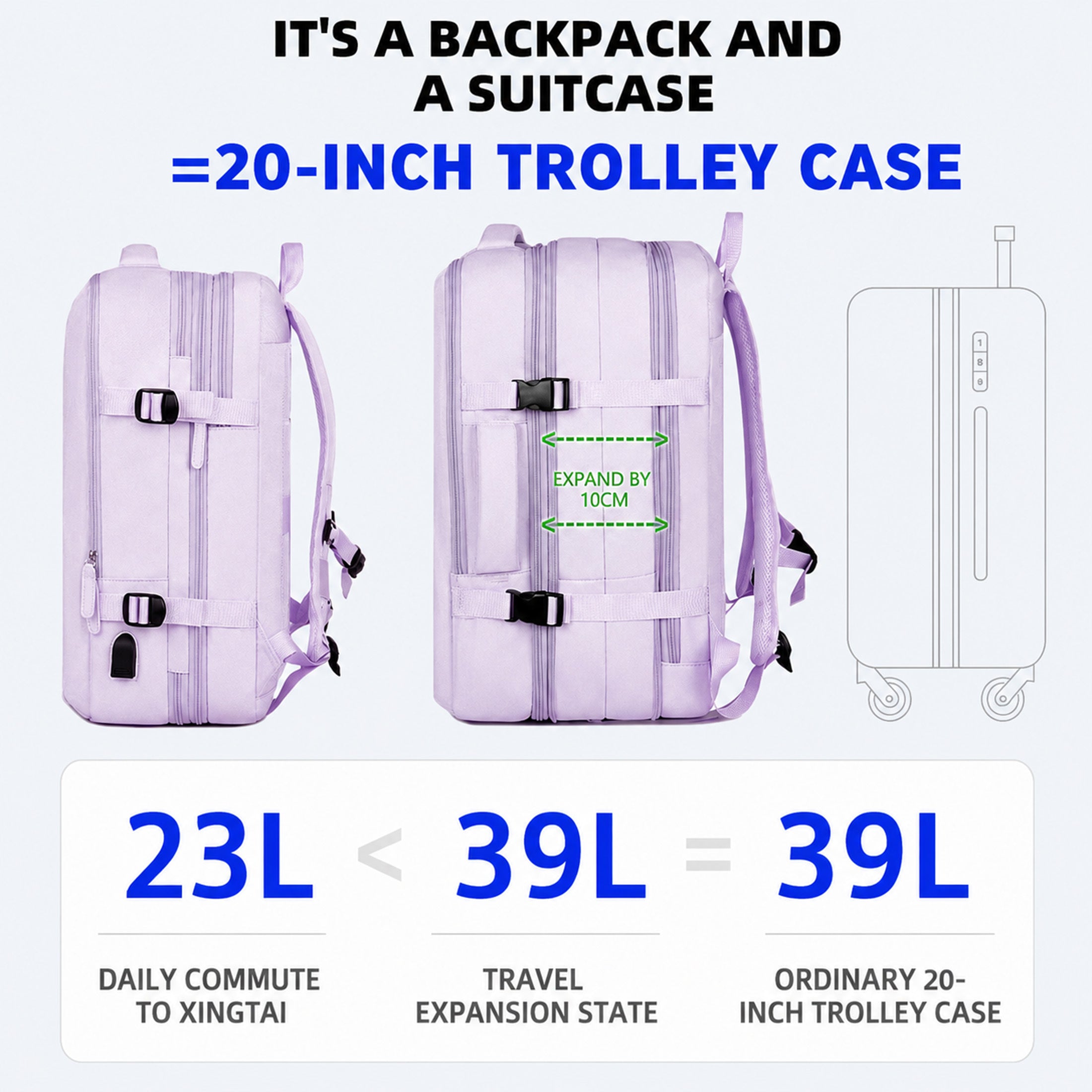 Rucksack, 40×20×25 cm für Alltag und Schule – Detailansicht 34