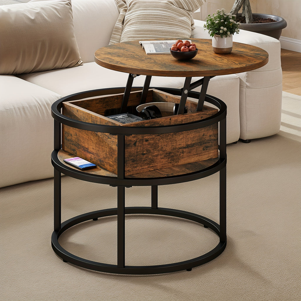 Runder Couchtisch, Braun für Wohnzimmer und Zuhause – Detailansicht 5