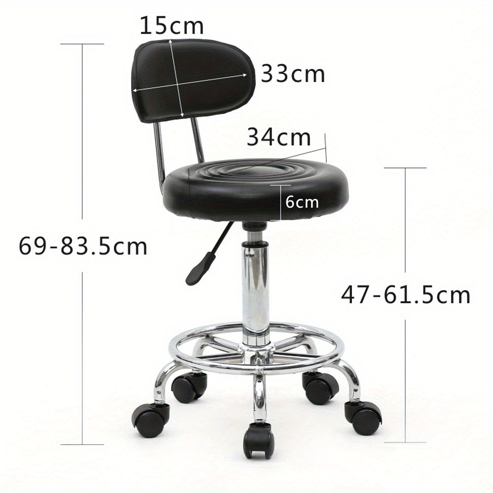 Runder rollender Salonhocker, Schwarz für Wohnzimmer und Zuhause – Detailansicht 14
