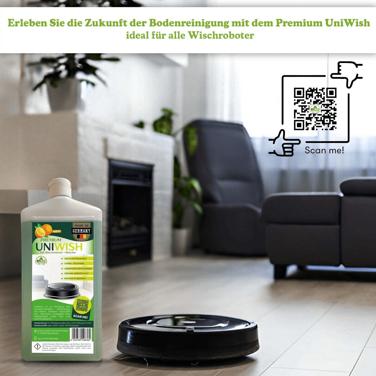 Saug- und Wischroboter, 0,75L für Haushaltsreinigung und Küche – Detailansicht 2