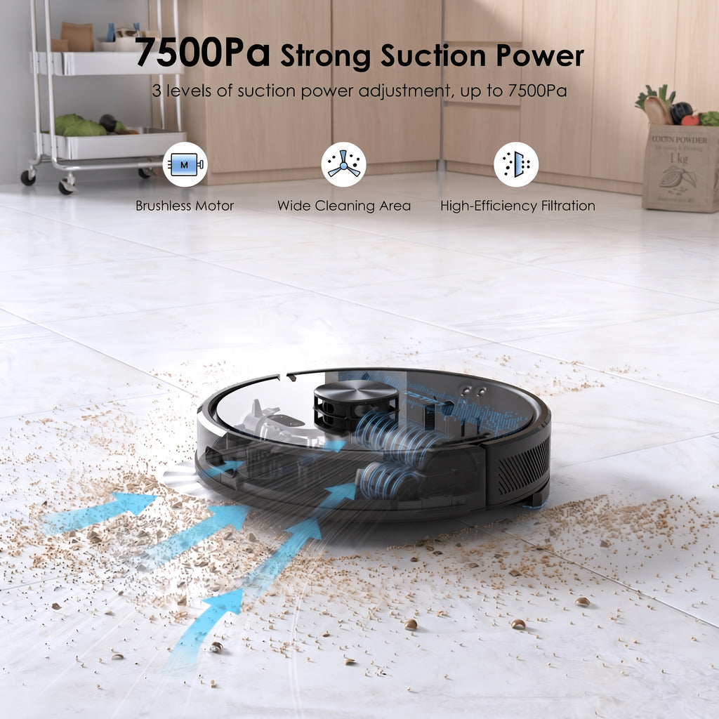 Saug- und Wischroboter, Lubluelu SL60 Plus+ Roboterstaubsauger für Haushaltsreinigung und Küche – Detailansicht 7