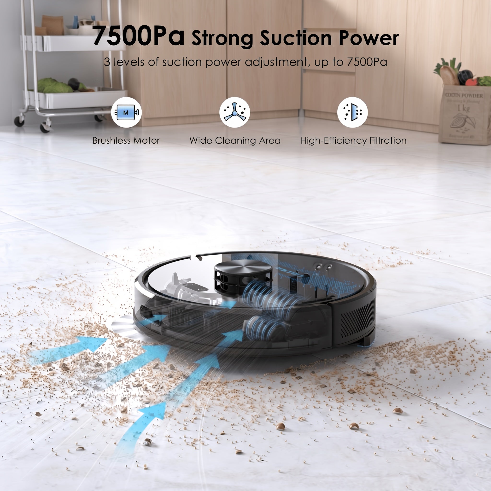 Saug- und Wischroboter, Lubluelu SL60 Plus+ Roboterstaubsauger für Haushaltsreinigung und Küche – Detailansicht 7