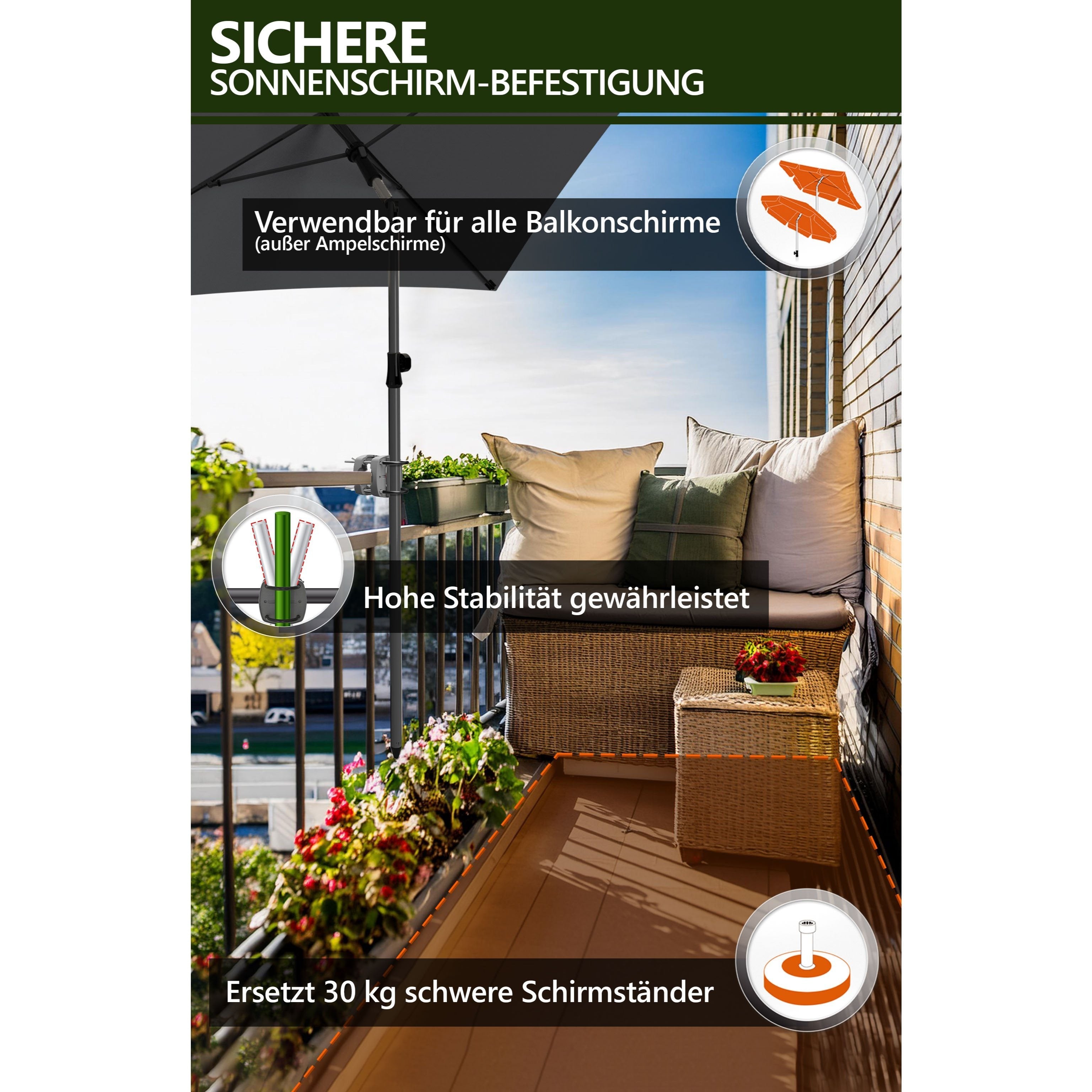 Schirmständer, Anthrazit für Eingangsbereich und Zuhause – Detailansicht 3