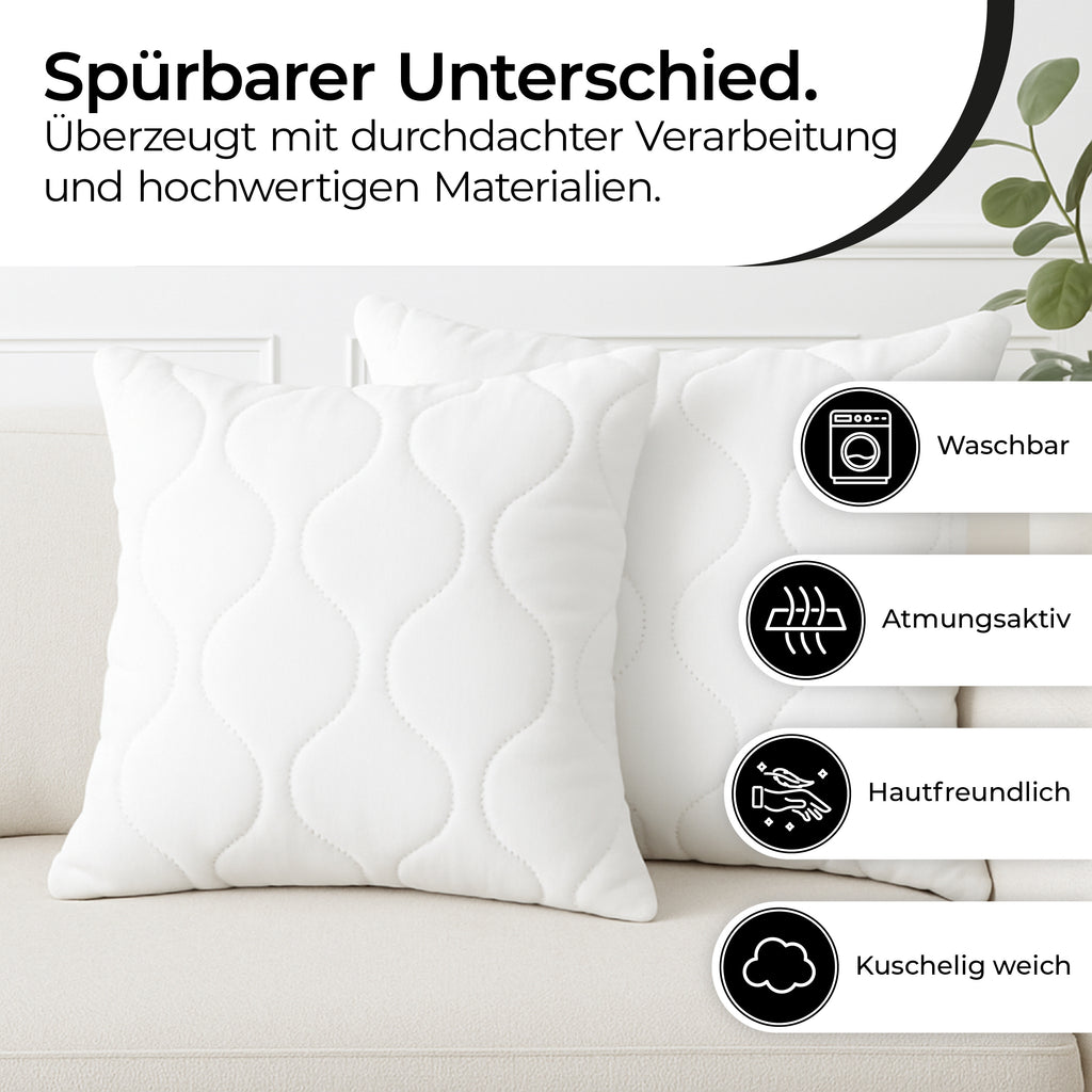 Schlafkissen, 4 Stück | 40 x 40 cm für Bett – Detailansicht 2