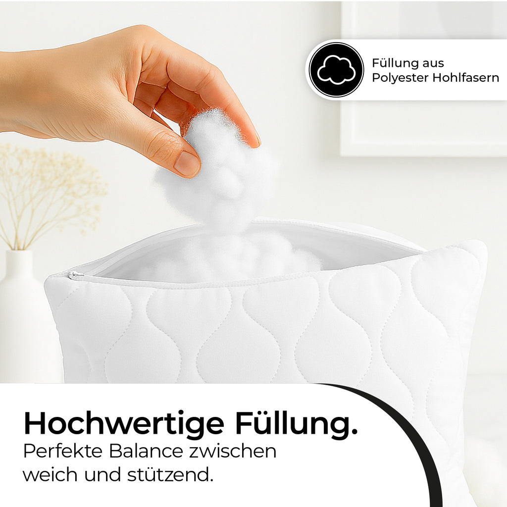 Schlafkissen, 4 Stück | 40 x 40 cm für Bett – Detailansicht 4
