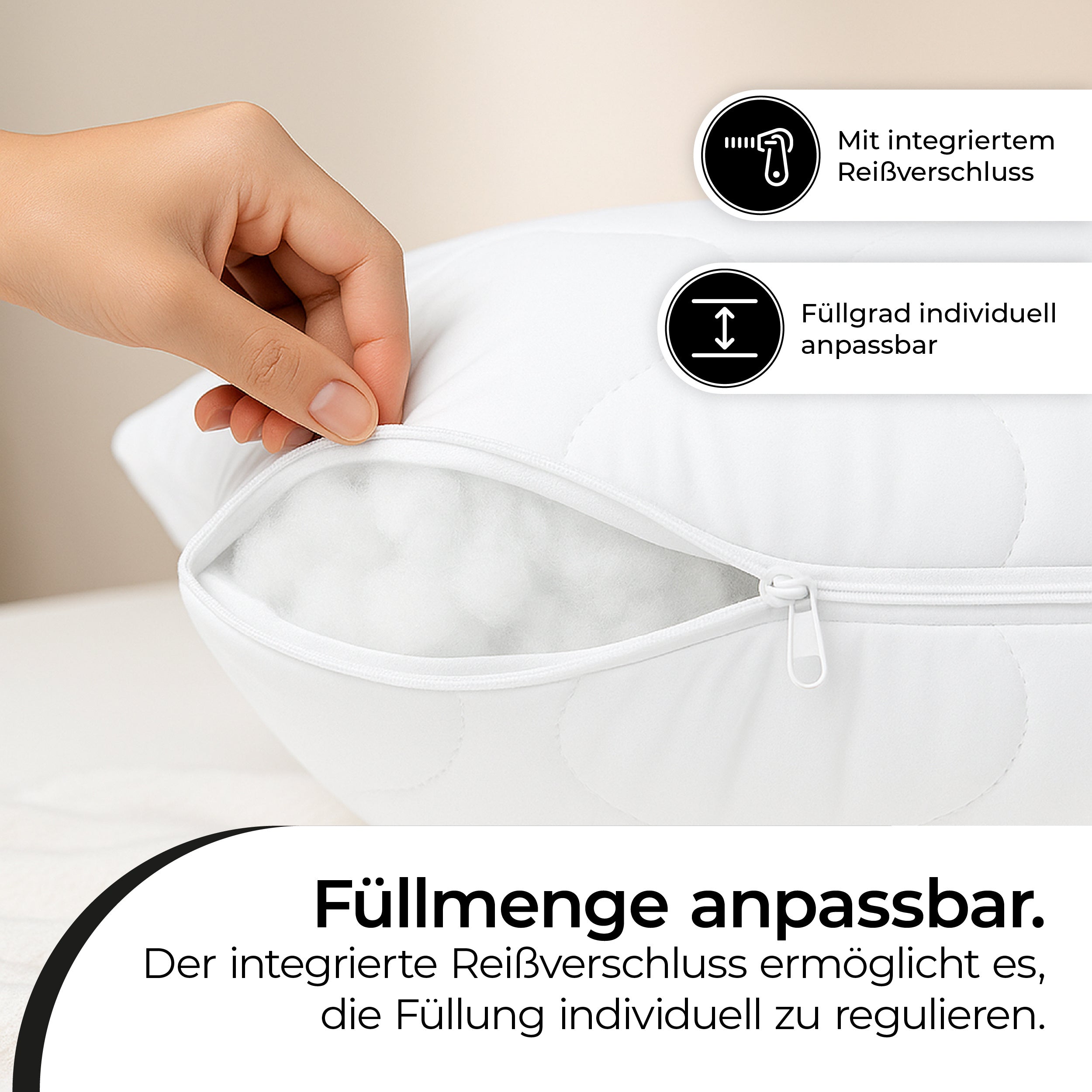 Schlafkissen, 4 Stück | 40 x 60 cm für Schlafzimmer und Füllung, Perfekt als Sofakissen – Detailansicht 3