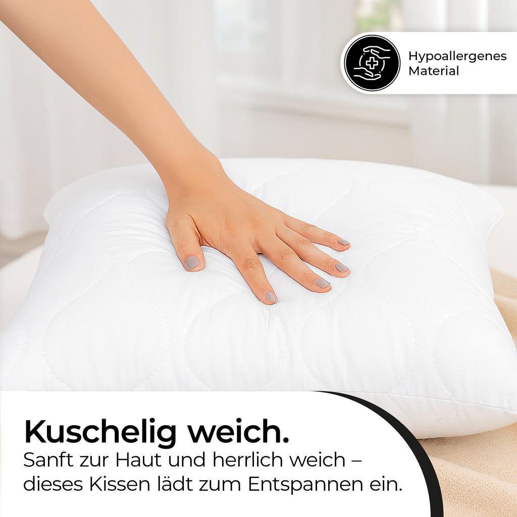 Schlafkissen, 4 Stück | 40 x 60 cm für Schlafzimmer und Füllung, Perfekt als Sofakissen – Detailansicht 5