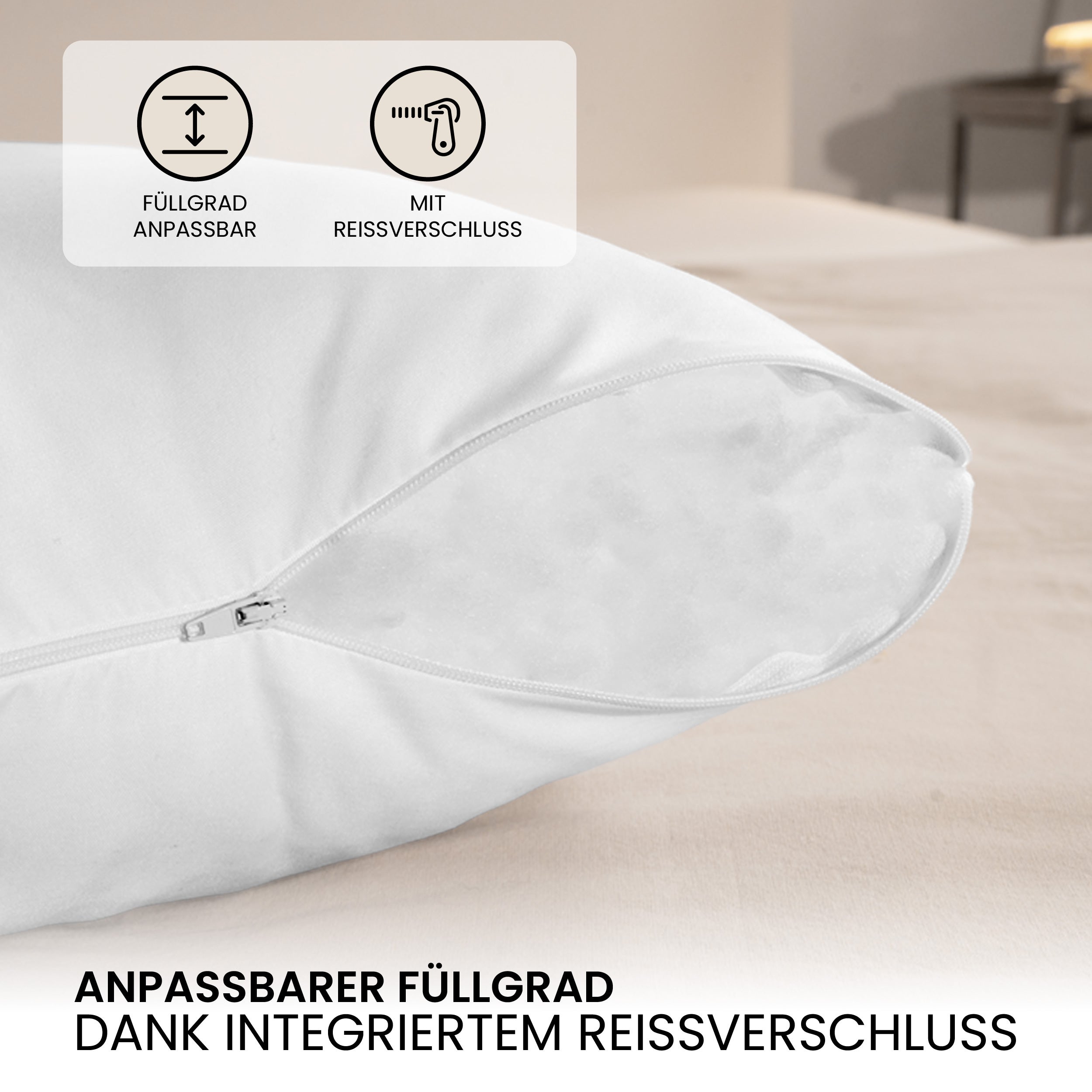 Schlafkissen, 4 Stück | 60 X 60cm für Schlafzimmer und Bett – Detailansicht 10