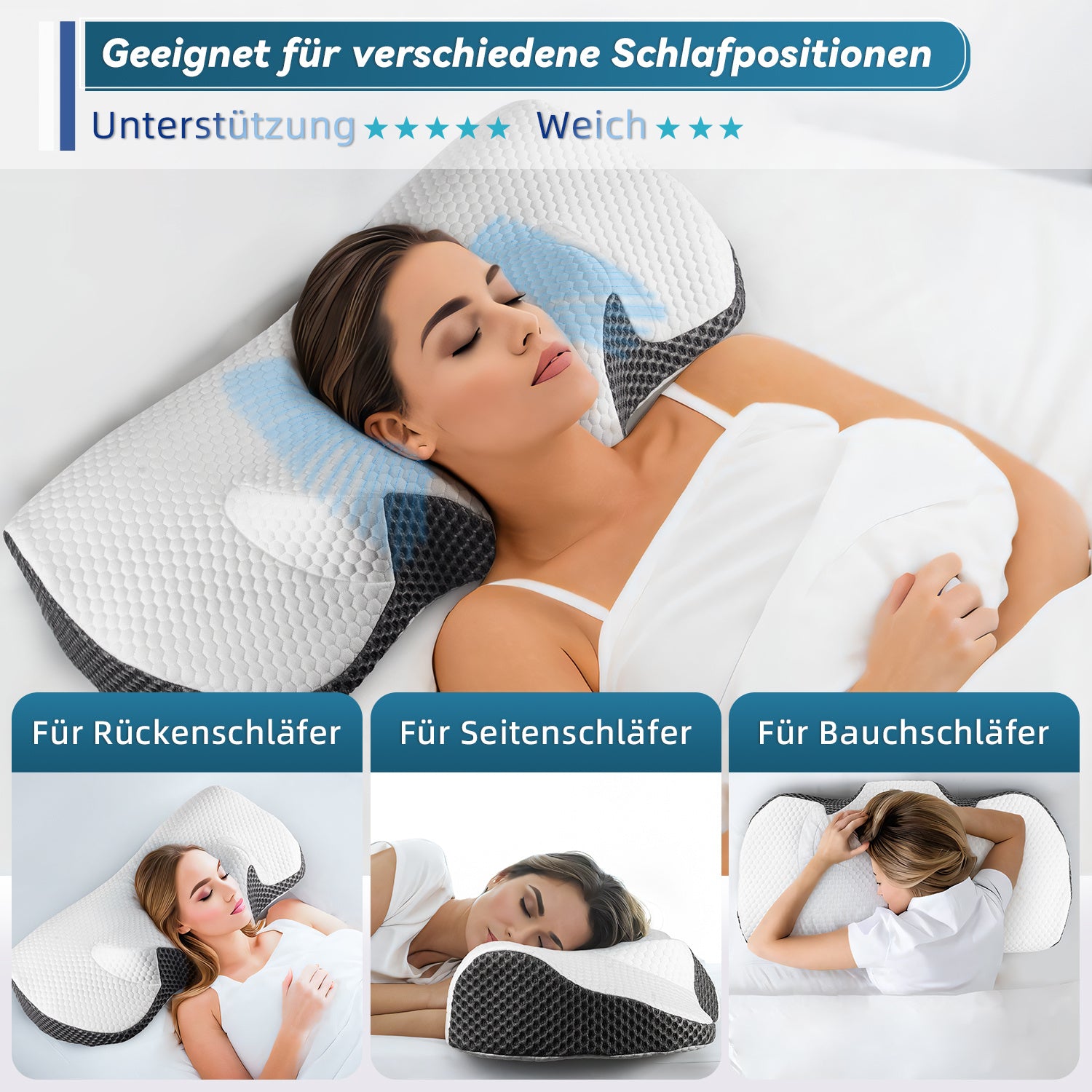 Schlafkissen, Memory Foam für Schlafzimmer und Bett – Detailansicht 3